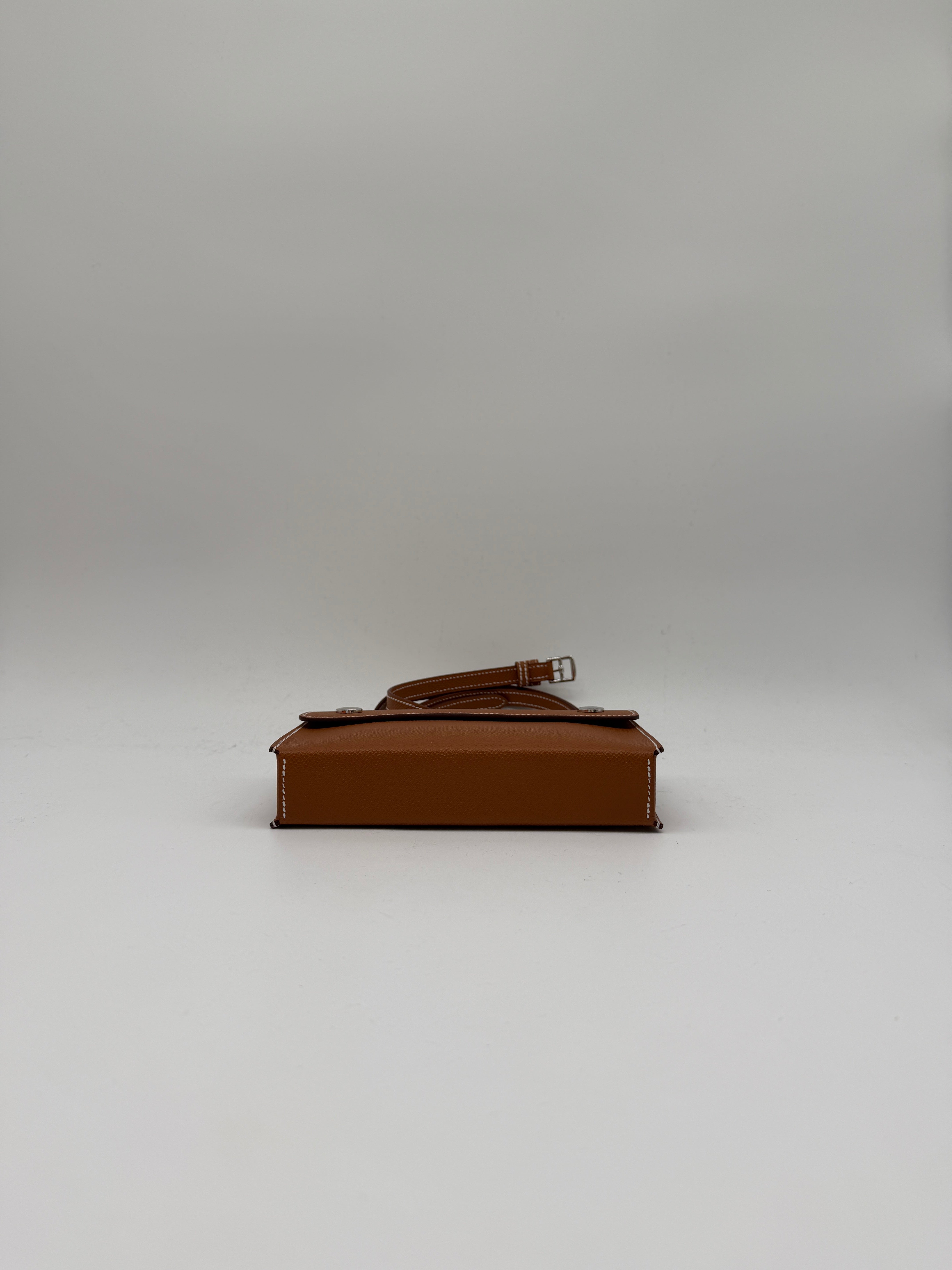 Hermès Pochette Hermesnap Wallet Gold Epsom Palladium Hardware