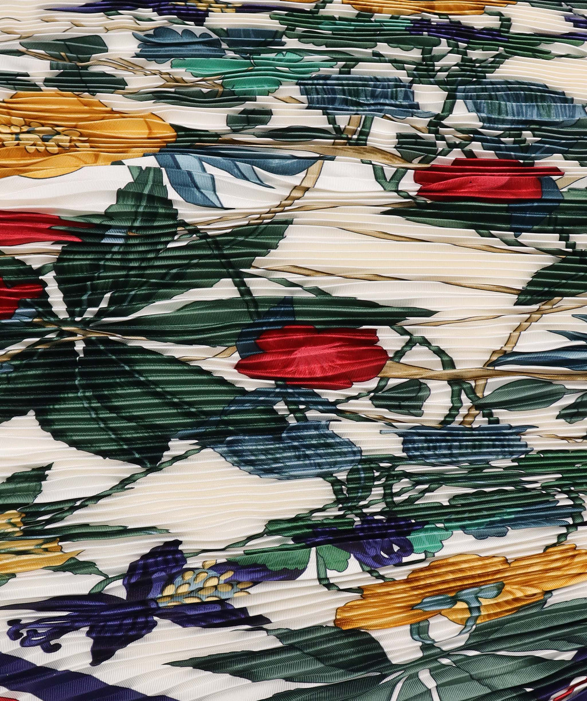 HERMES Pleated Carre 90 Scarf ""Fleurs d'Hellade"" Silk Navy Auth 135501 135501