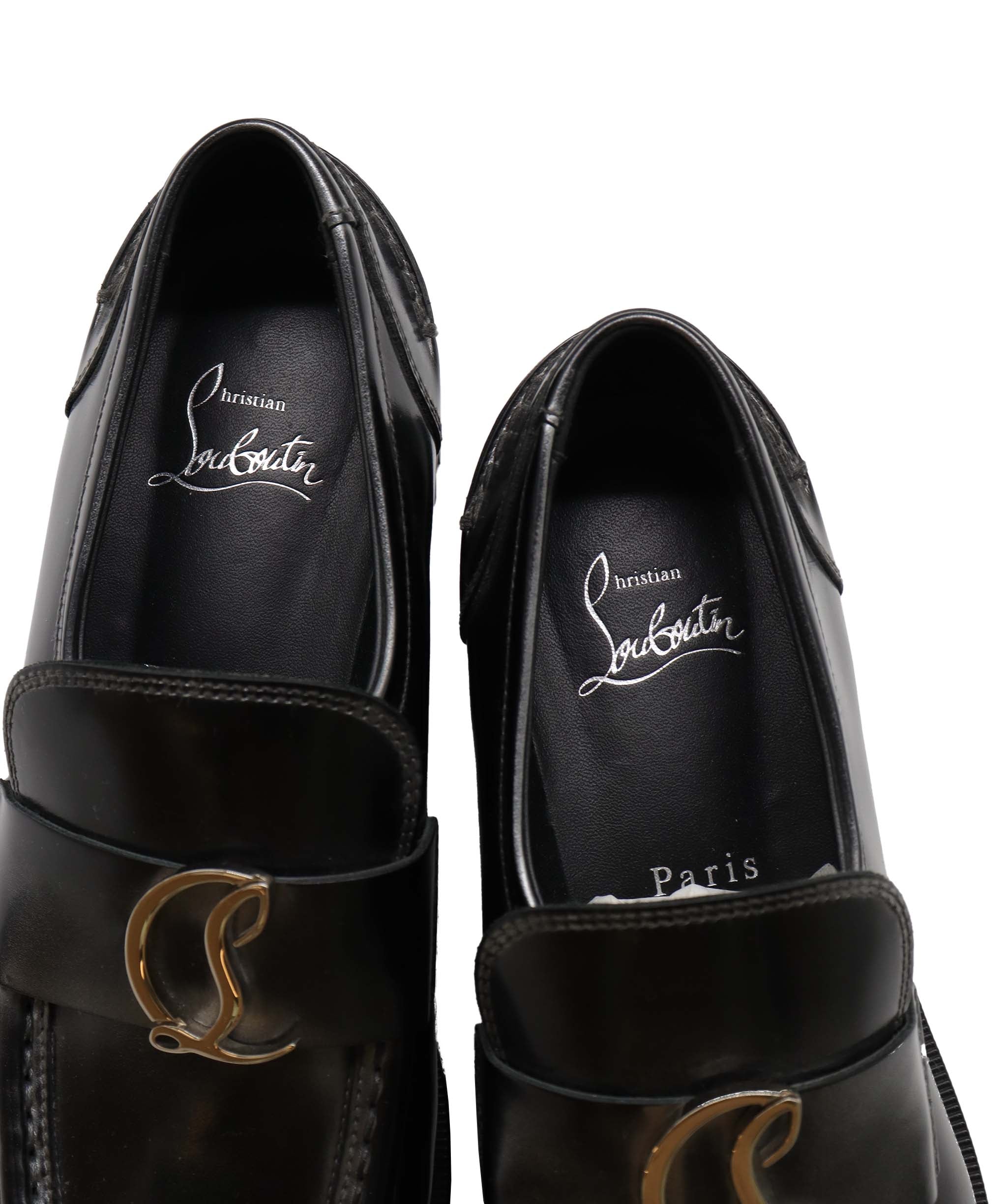 Louboutin Black Leather Loafers Size 38.5 AGC2020