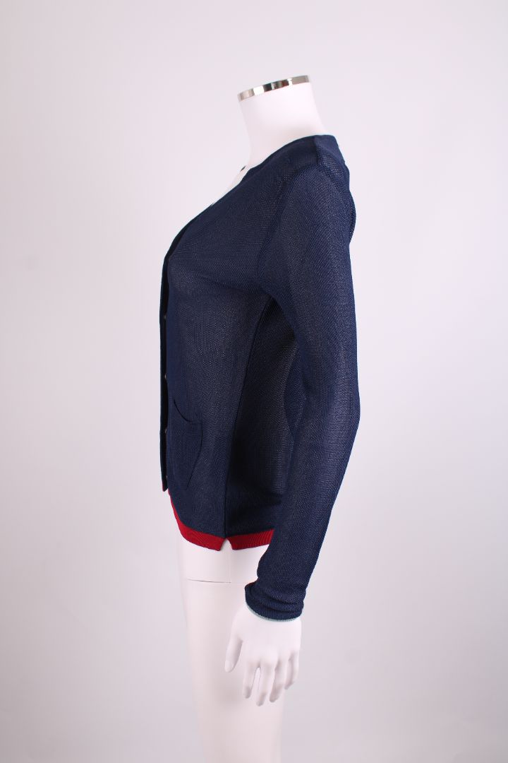 Prada L/S Mesh Knit Cardigan Navy 10