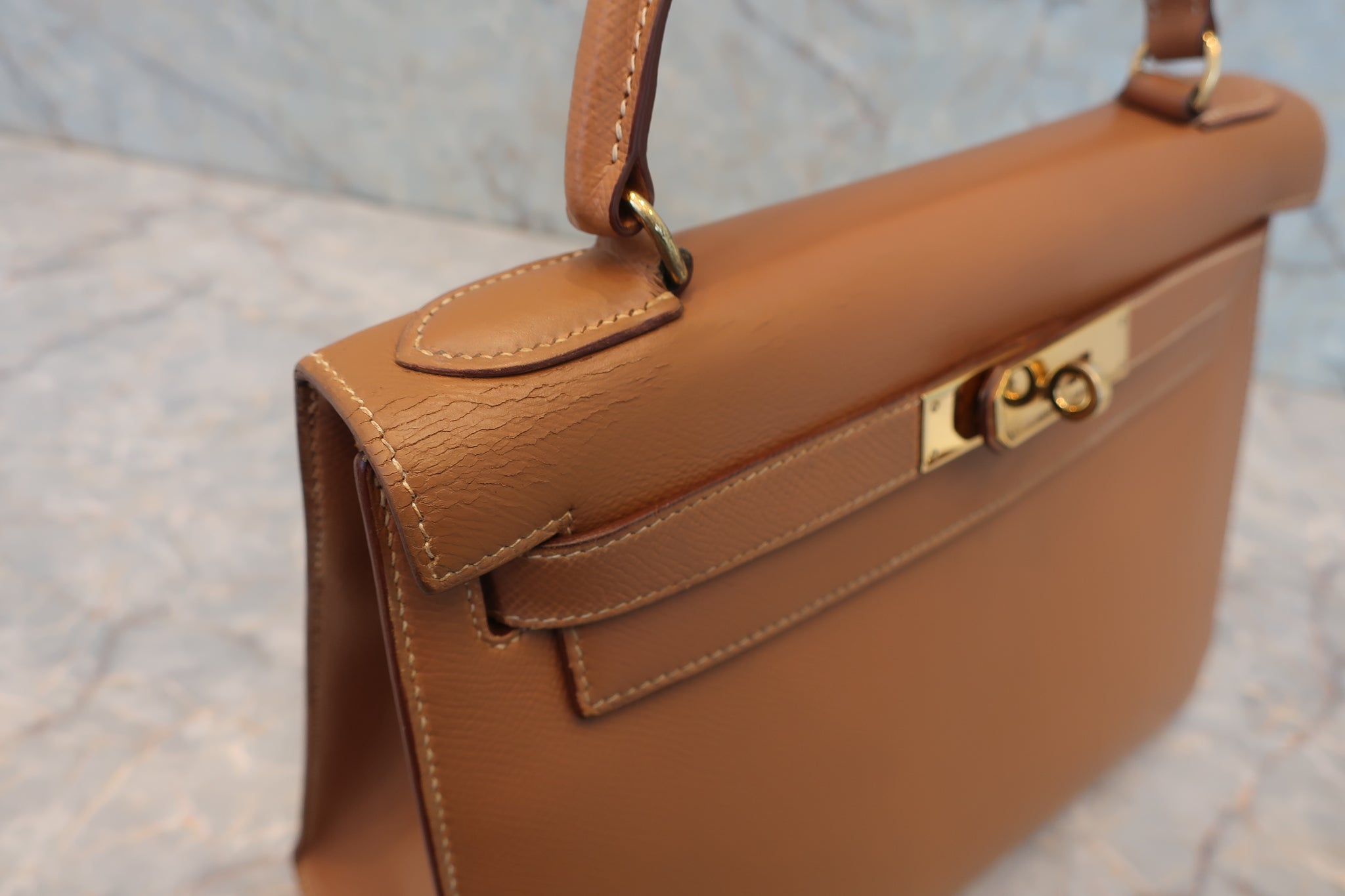 HERMÈS Kelly 28 Couchevel Yellow Leather Stamp 〇Y tizpbx2ubk AKC1051