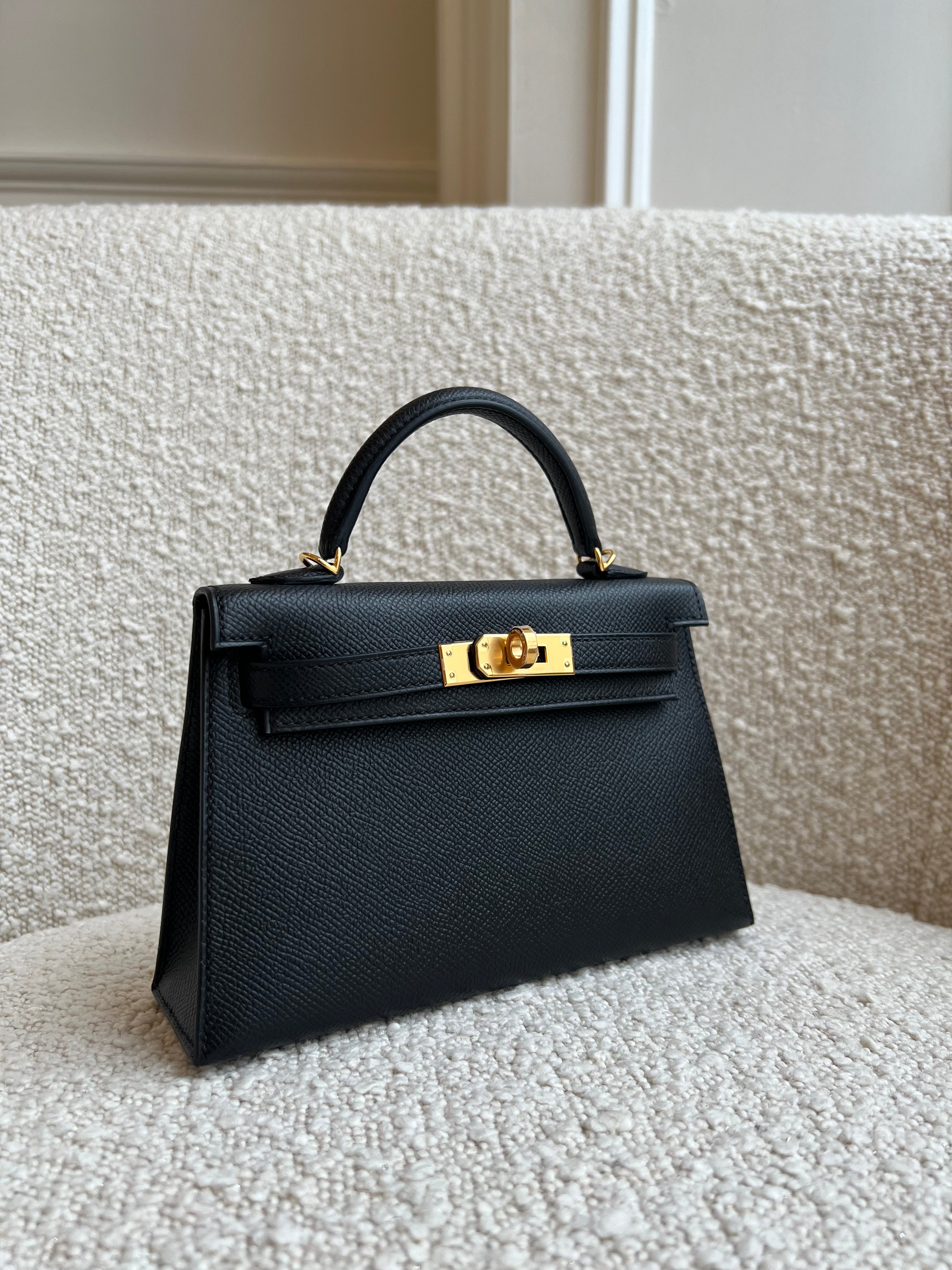 HERMÈS MINI KELLY II 20CM BLACK Epsom Leather with Gold Hardware