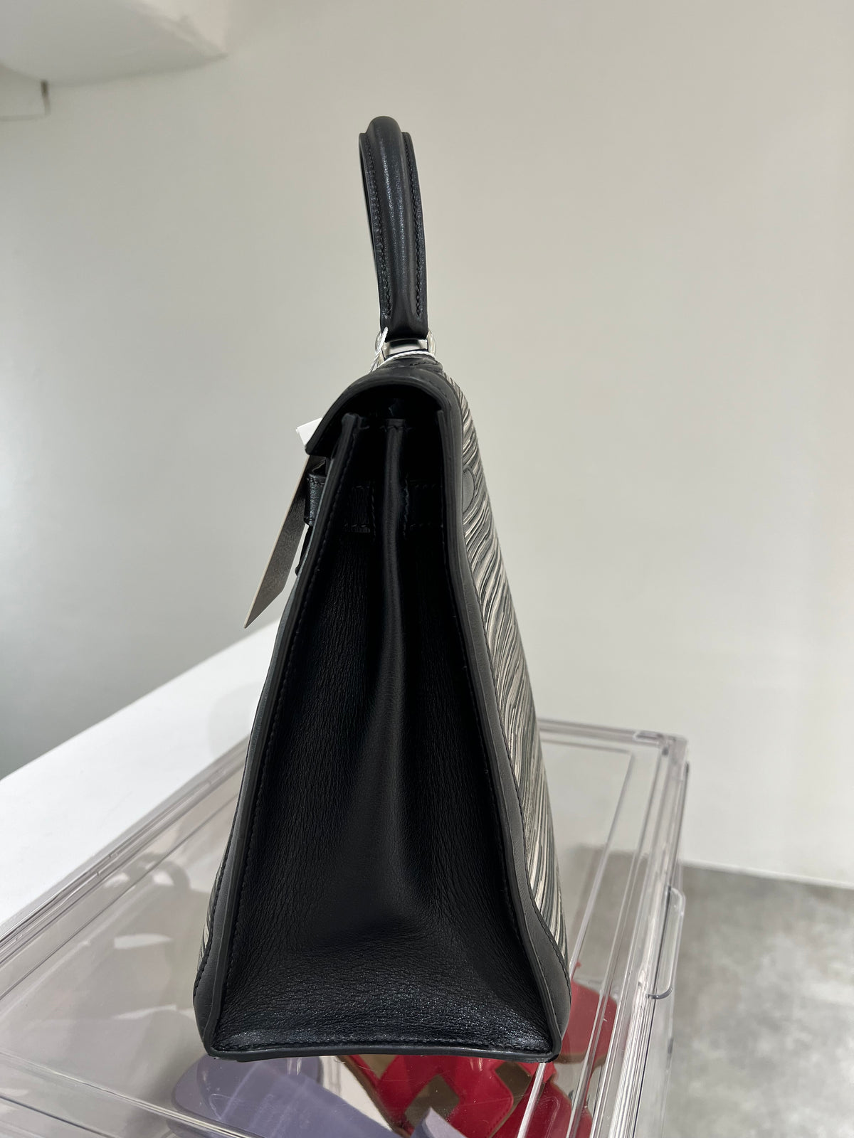 Hermes Kelly 32 Vibrato Black Sellier PHW #C 1999 SYC2367