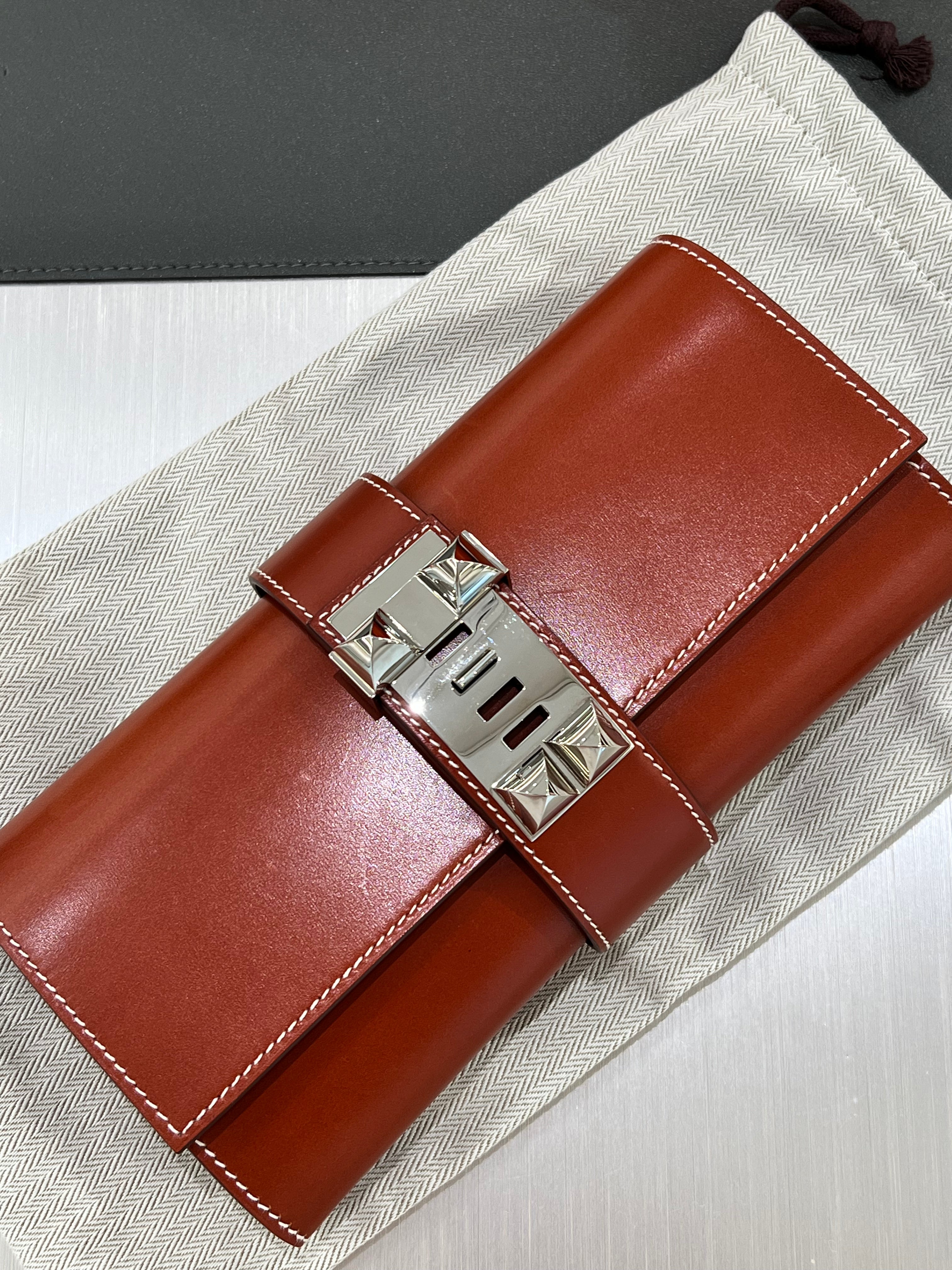 Hermes Medor Clutch Box Brique PHW #N 2010 SYC2362