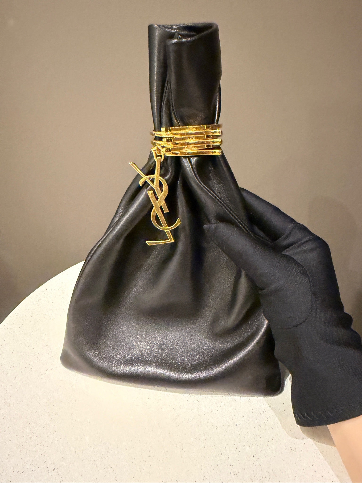 Saint Laurent Lambskin Leather YSL Monogram Evening Pouch