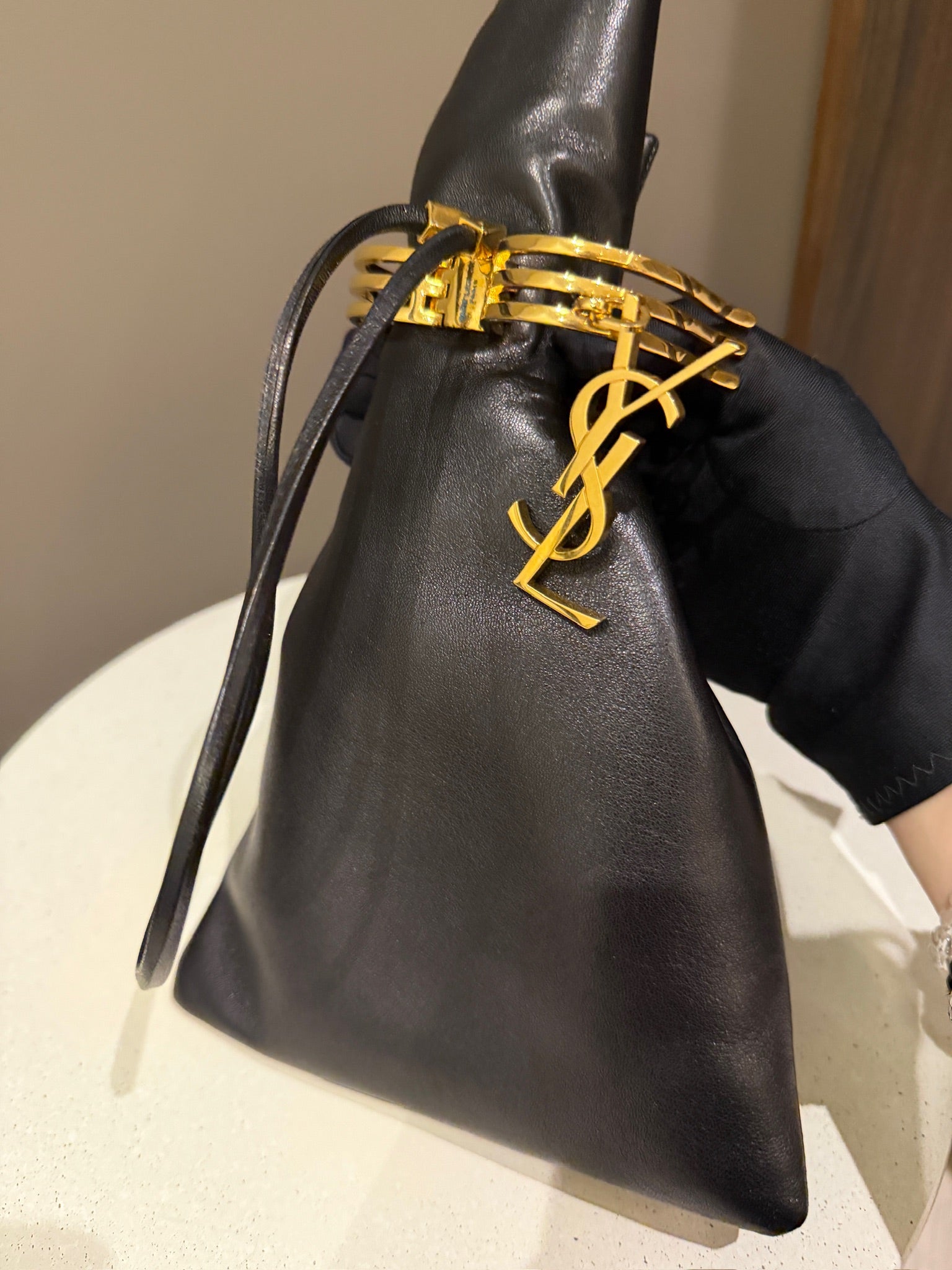 Saint Laurent Lambskin Leather YSL Monogram Evening Pouch