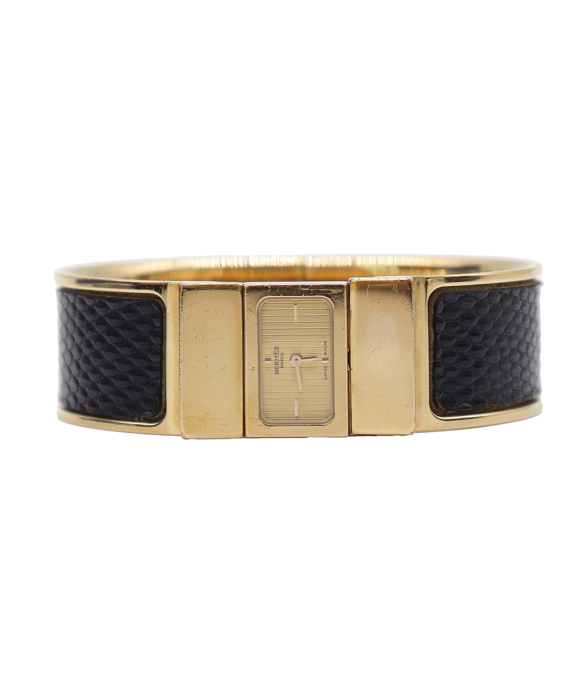 HERMES Loquet LO1 201 Bangle Watch Vintage Women's Watch Gold Quartz Loquet Hermes DXBS6582