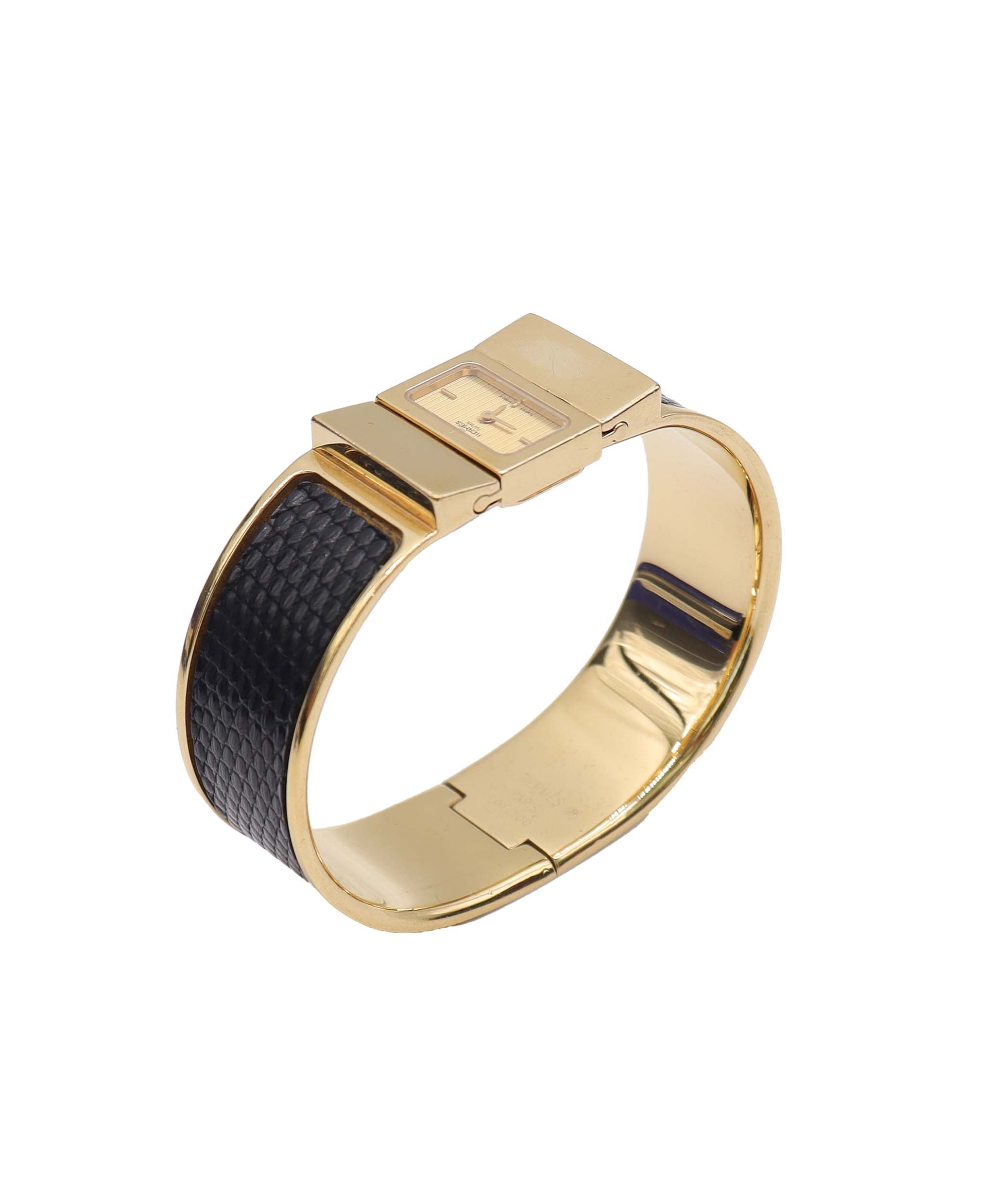 HERMES Loquet LO1 201 Bangle Watch Vintage Women's Watch Gold Quartz Loquet Hermes DXBS6582