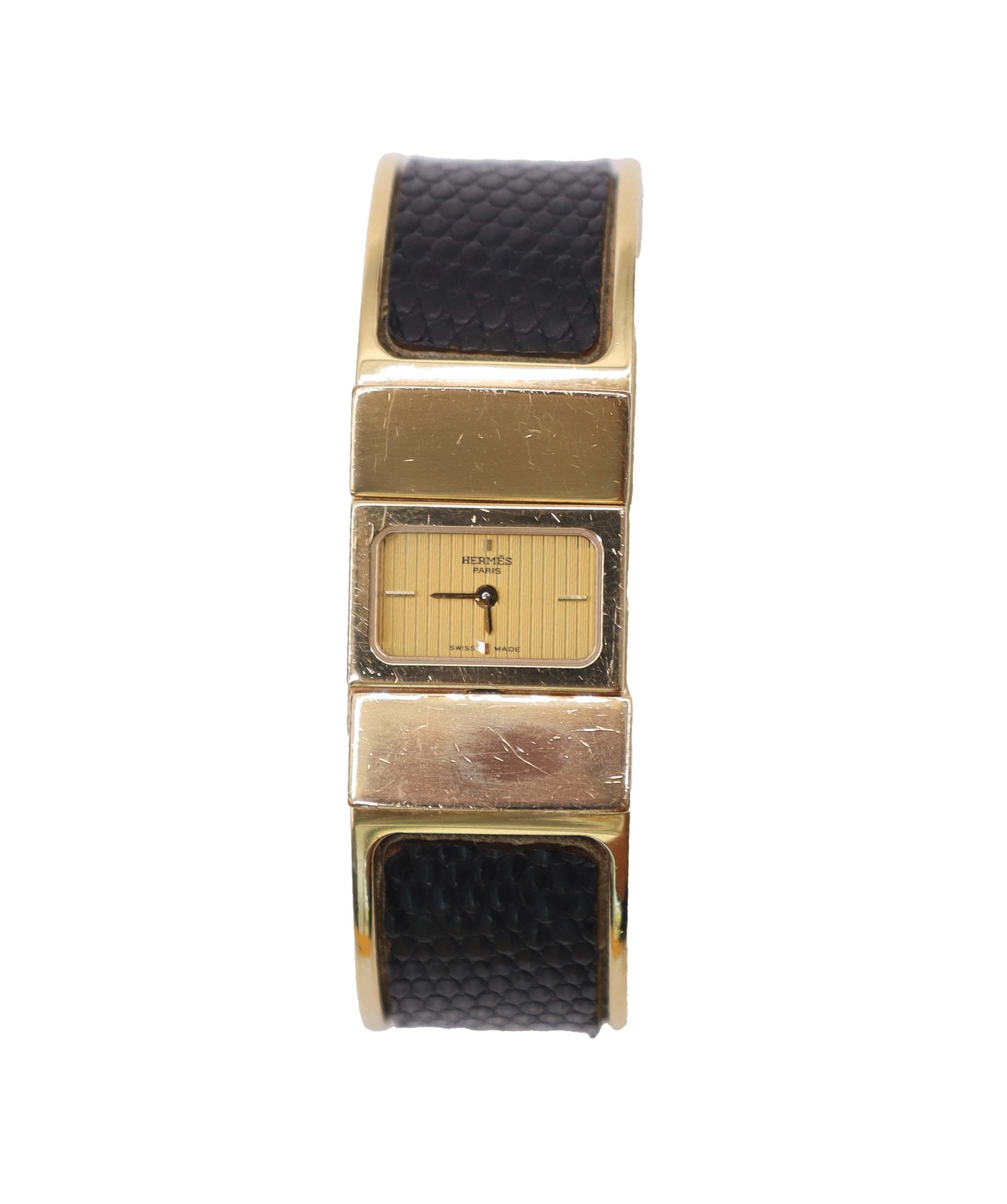 HERMES Loquet LO1 201 Bangle Watch Vintage Women's Watch Gold Quartz Loquet Hermes DXBS6582
