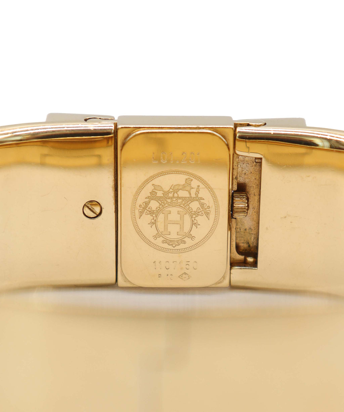 HERMES Loquet LO1 201 Bangle Watch Vintage Women's Watch Gold Quartz Loquet Hermes DXBS6582