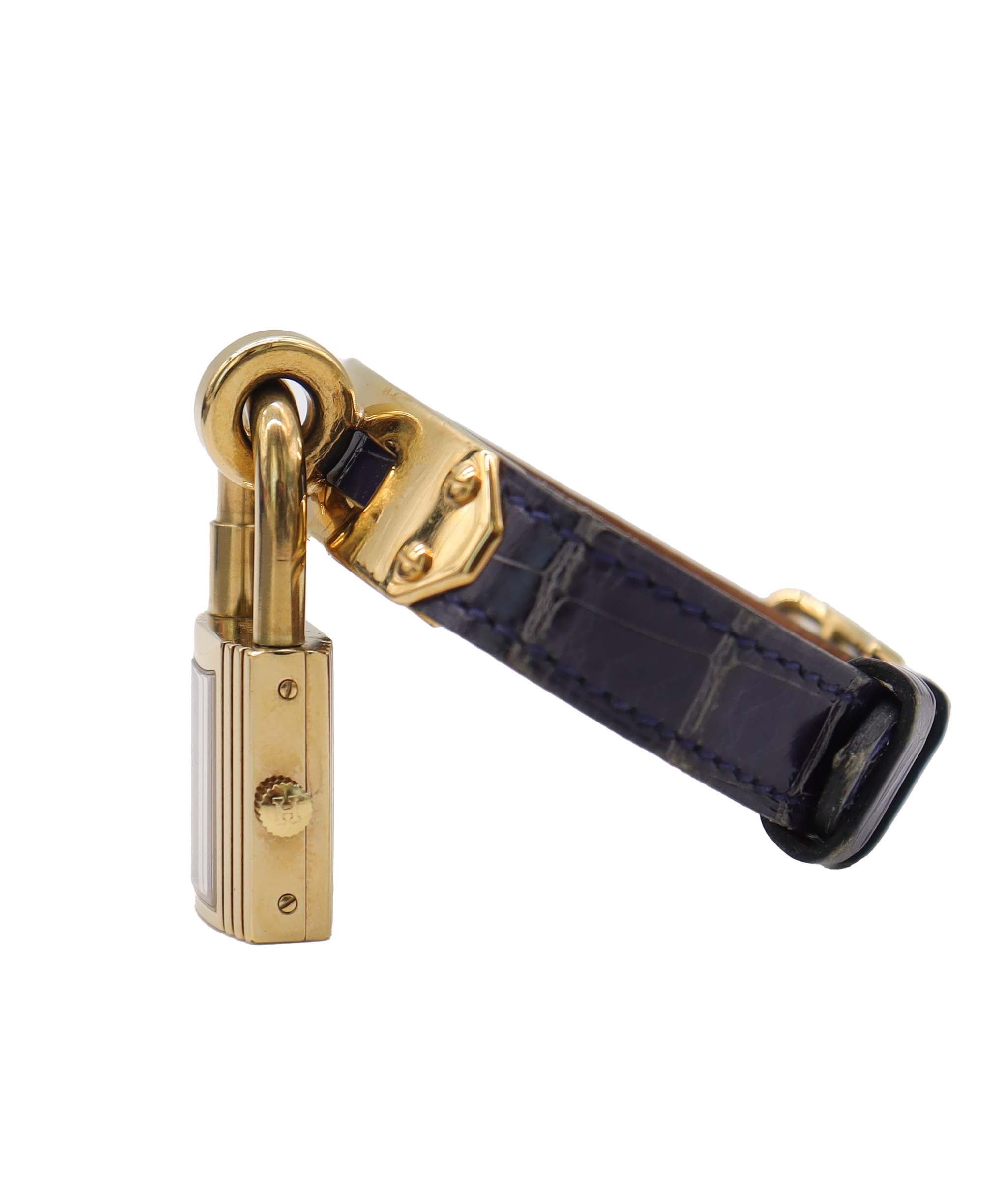 HERMES Kelly Watch, Women's Watch, Gold and Blue Quartz Watch, with Padlock, Hermes Kelly Watch DXBS6586