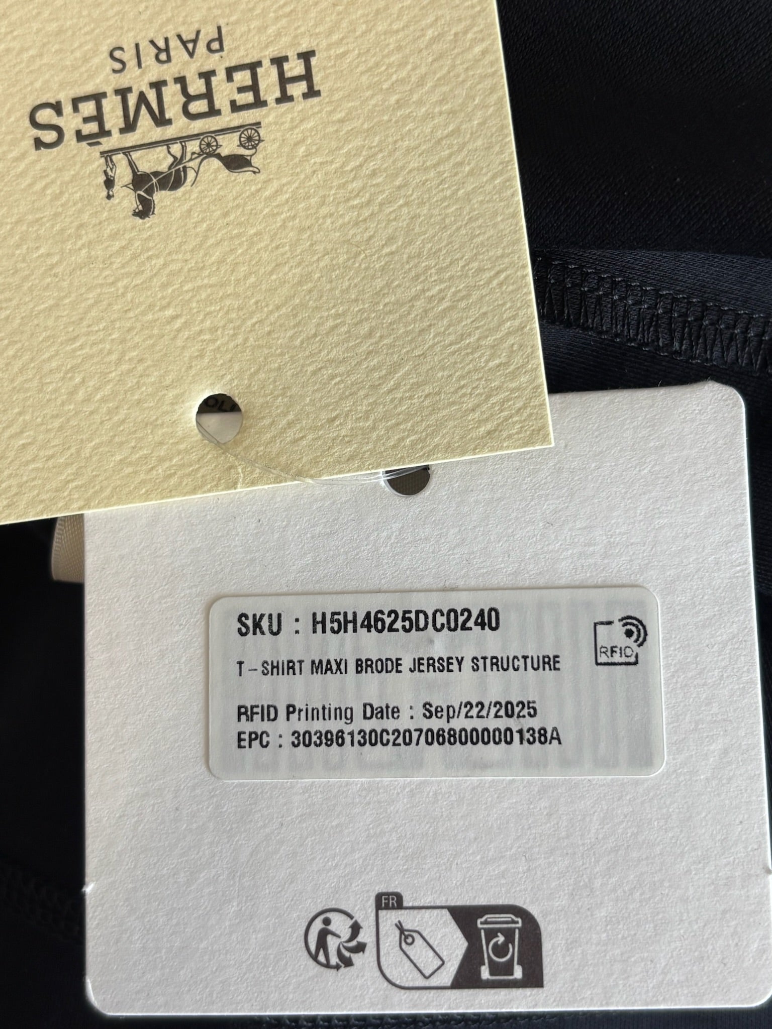 Size 40 - Hermès Black Lace-trimmed T-shirt