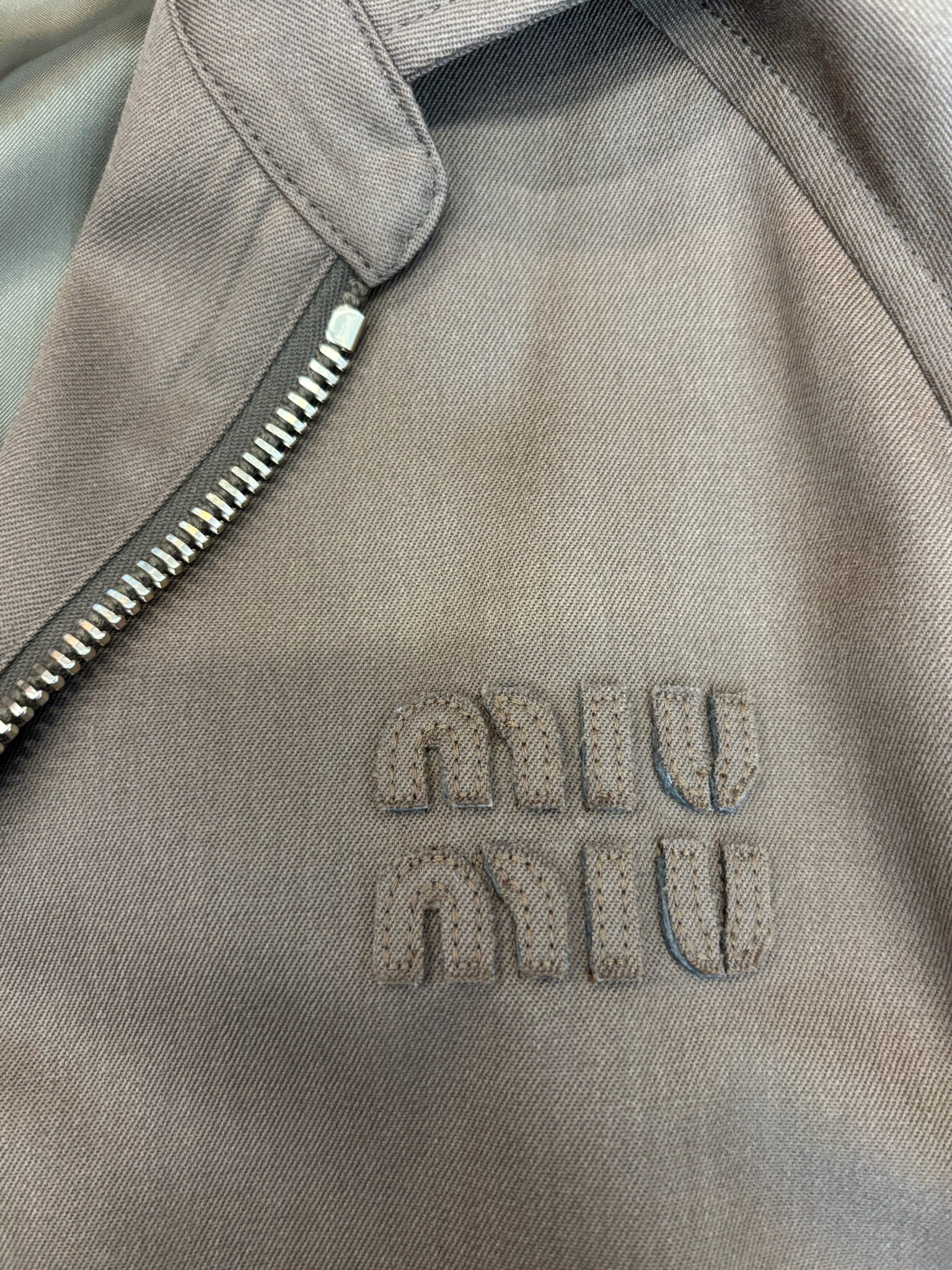 Size 36 - Miu Miu Gabardine Epaulette Military Blouson Bomber Jacket