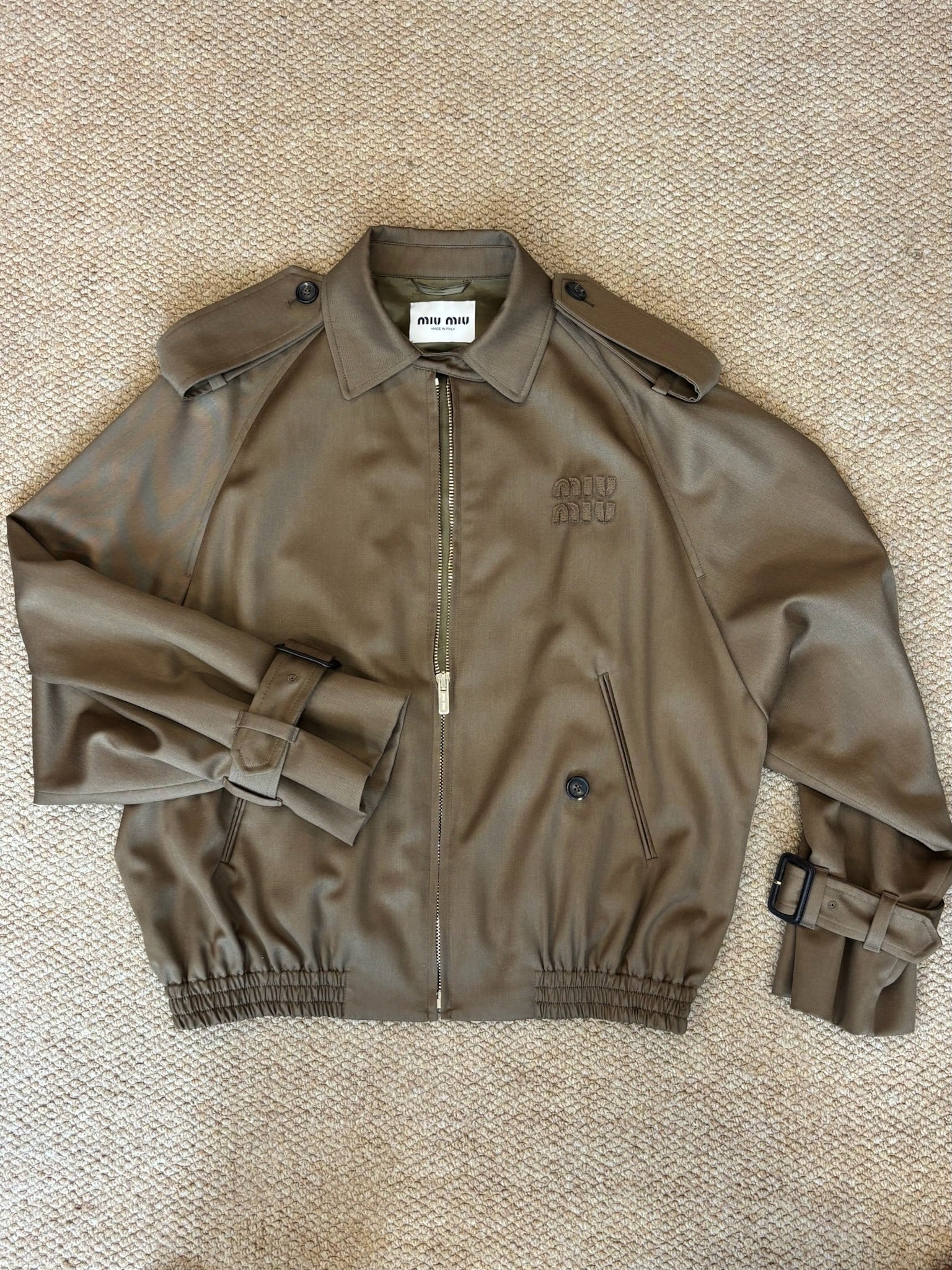 Size 36 - Miu Miu Gabardine Epaulette Military Blouson Bomber Jacket