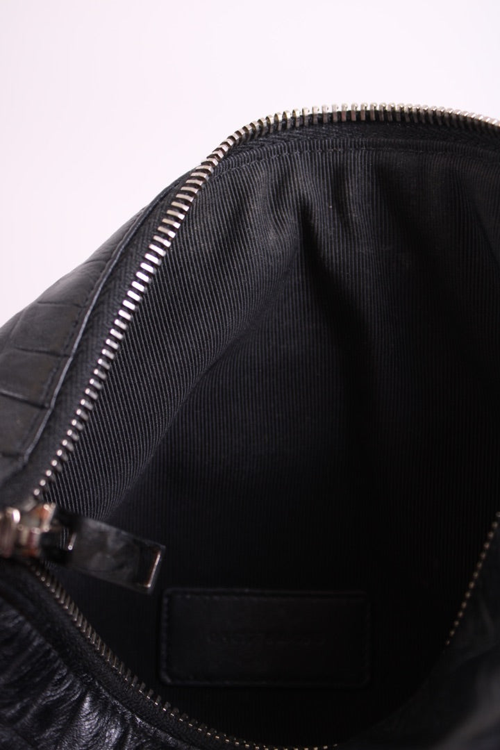 Saint Laurent Croc Effect Wristlet Clutch Black
