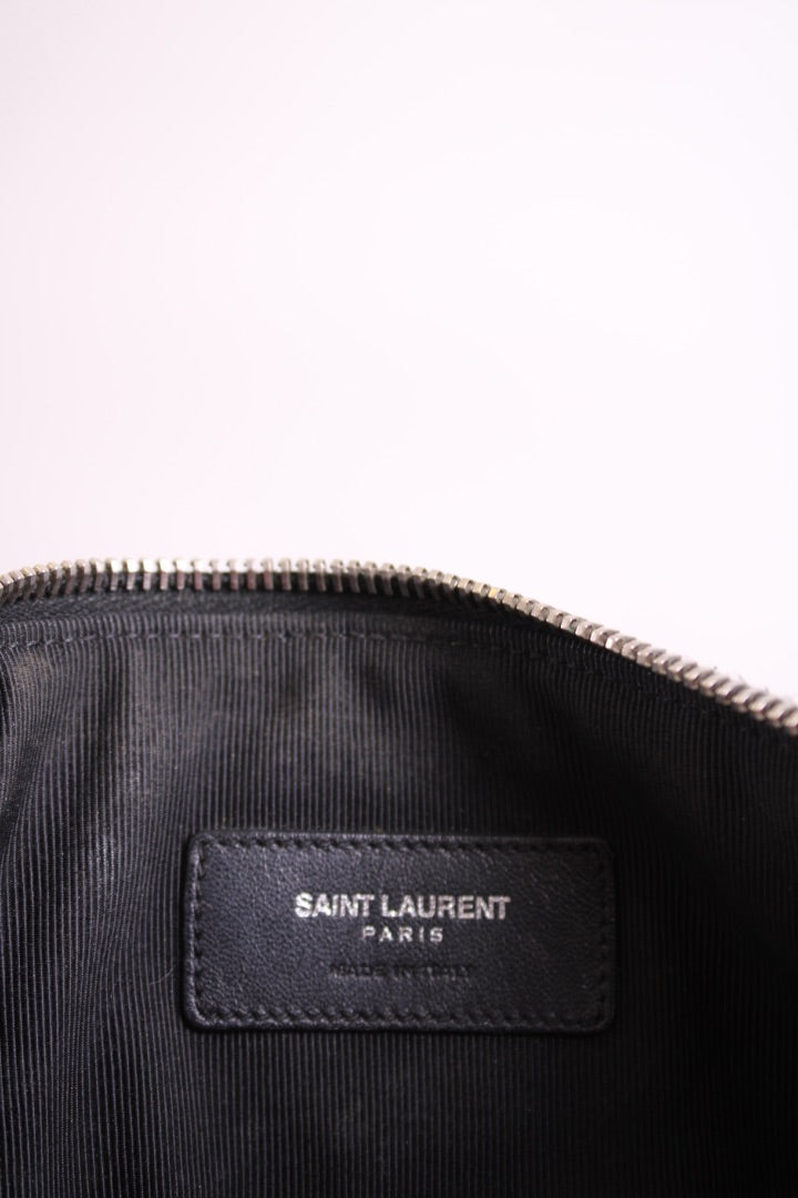 Saint Laurent Croc Effect Wristlet Clutch Black