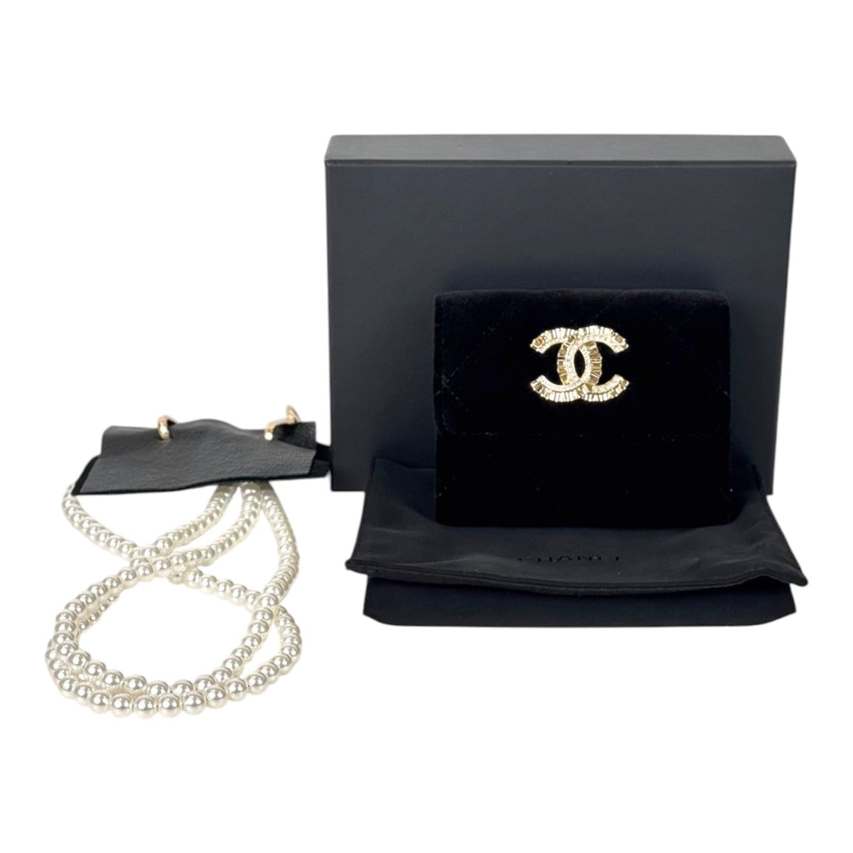 Chanel Wallet Velvet Black in box