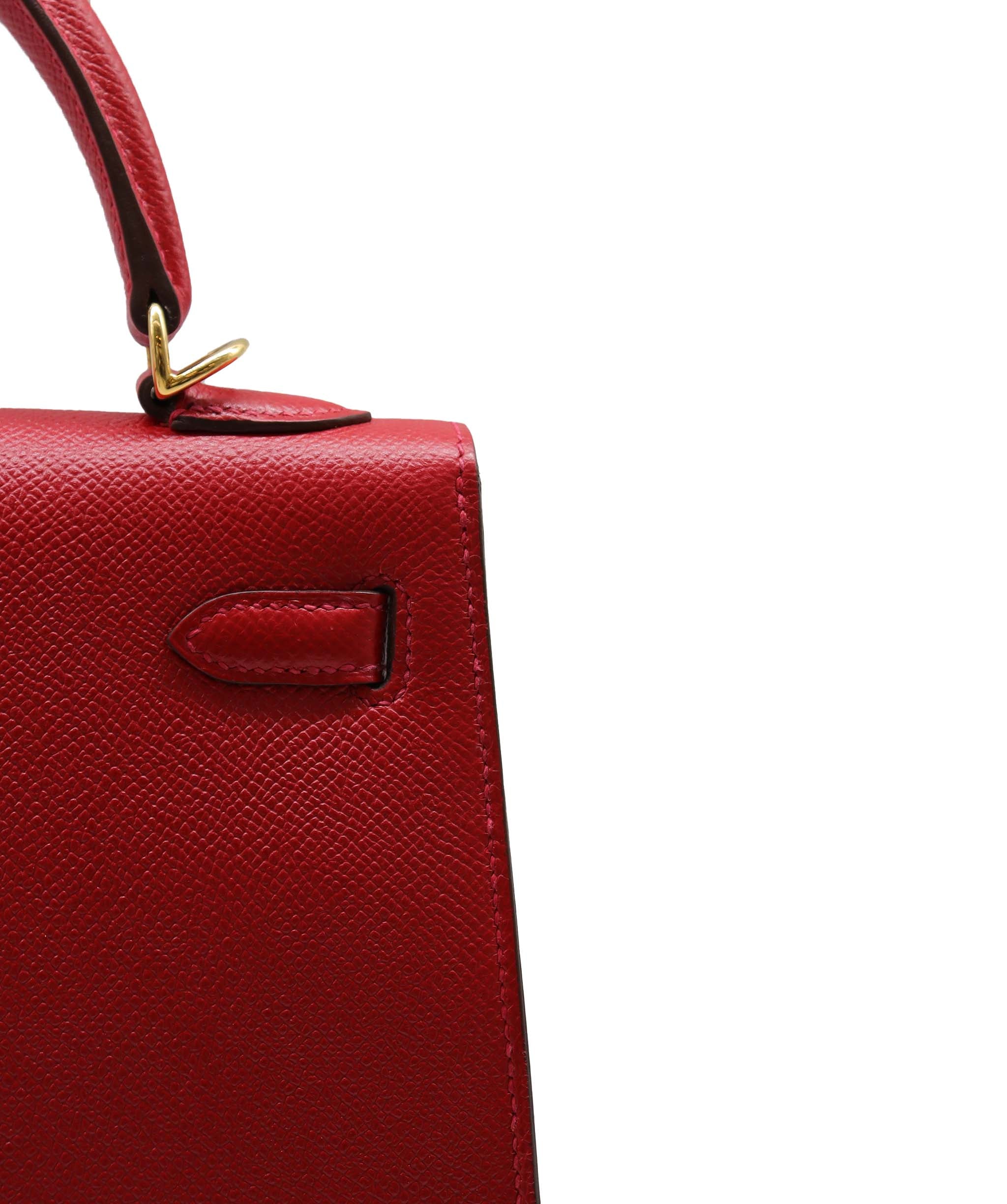 HERMES KELLY 25 EPSOM Leather Rouge Casaque GHW X DXBS2741