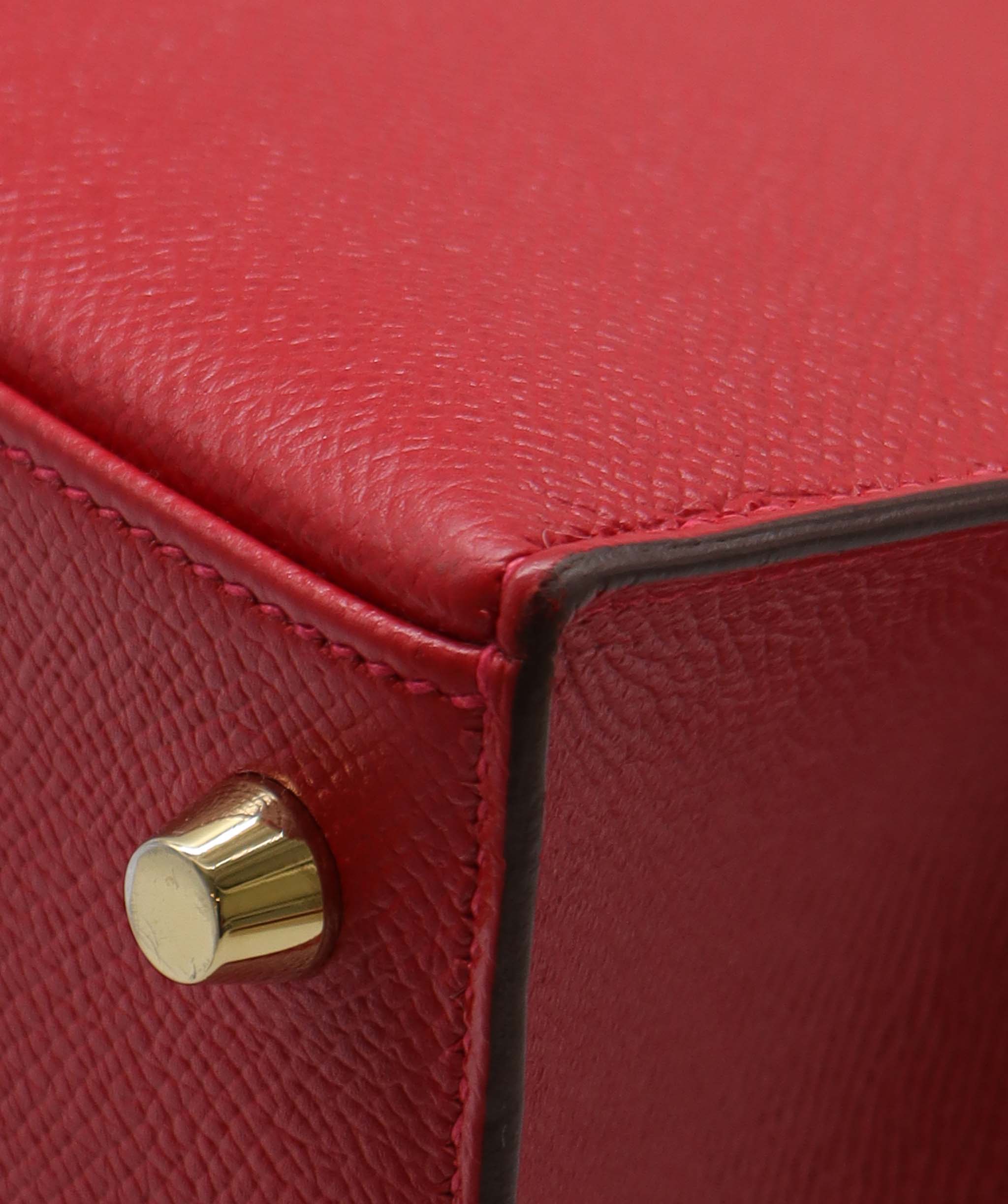 HERMES KELLY 25 EPSOM Leather Rouge Casaque GHW X DXBS2741