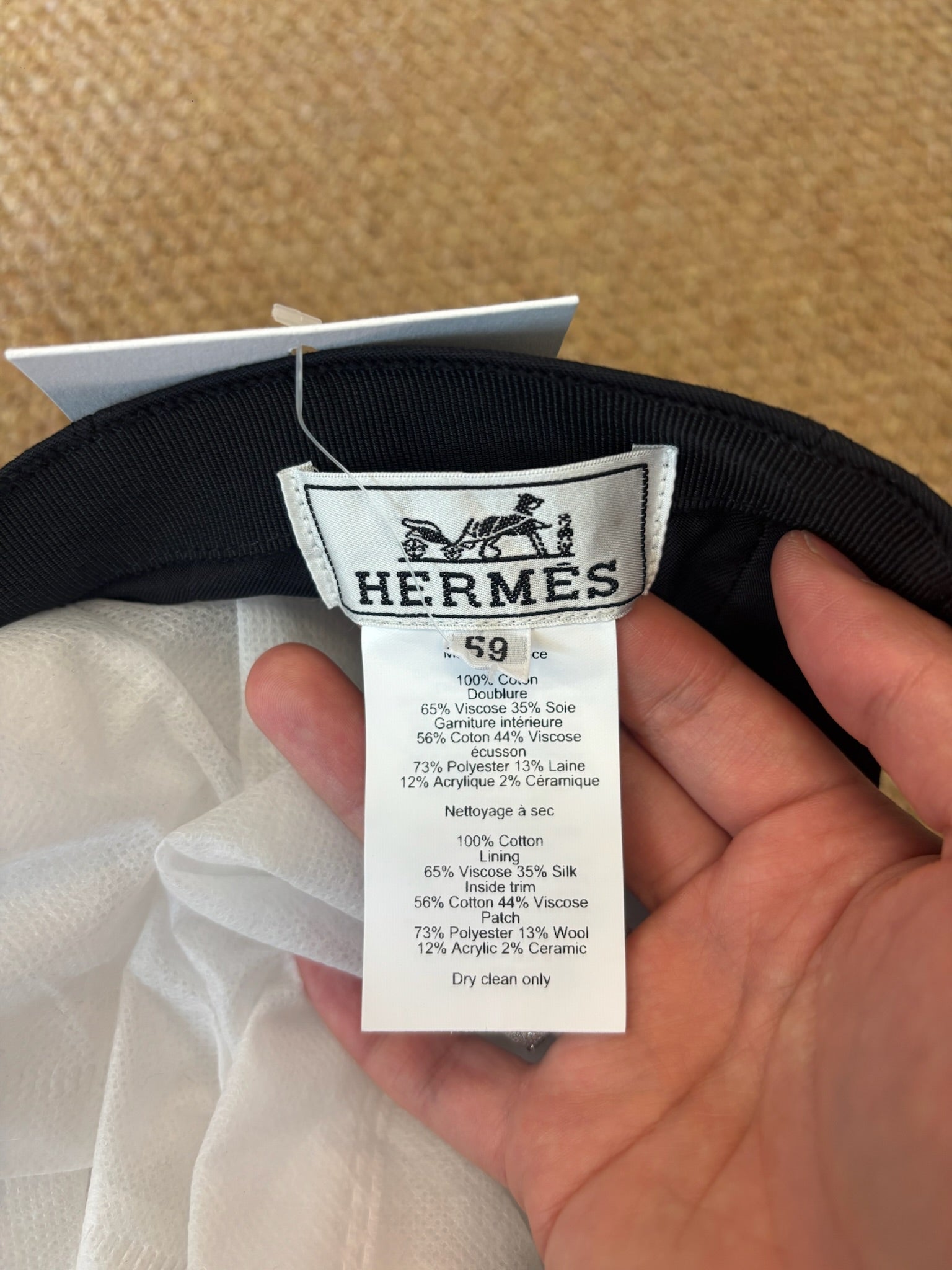 Size 59 - Hermes Davis H Sellier black cap