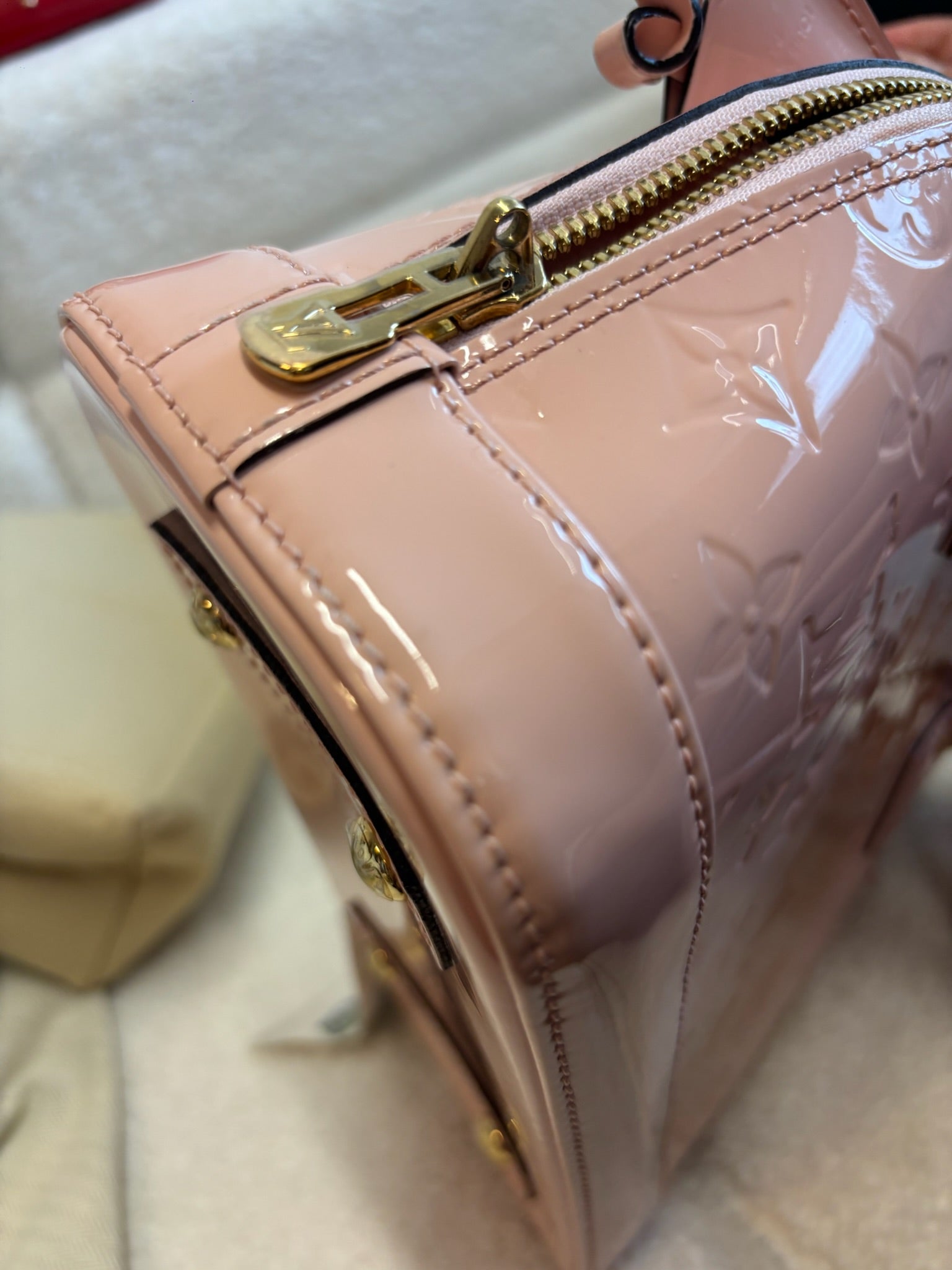 Louis Vuitton Alma BB Vernis Patent Leather Pink