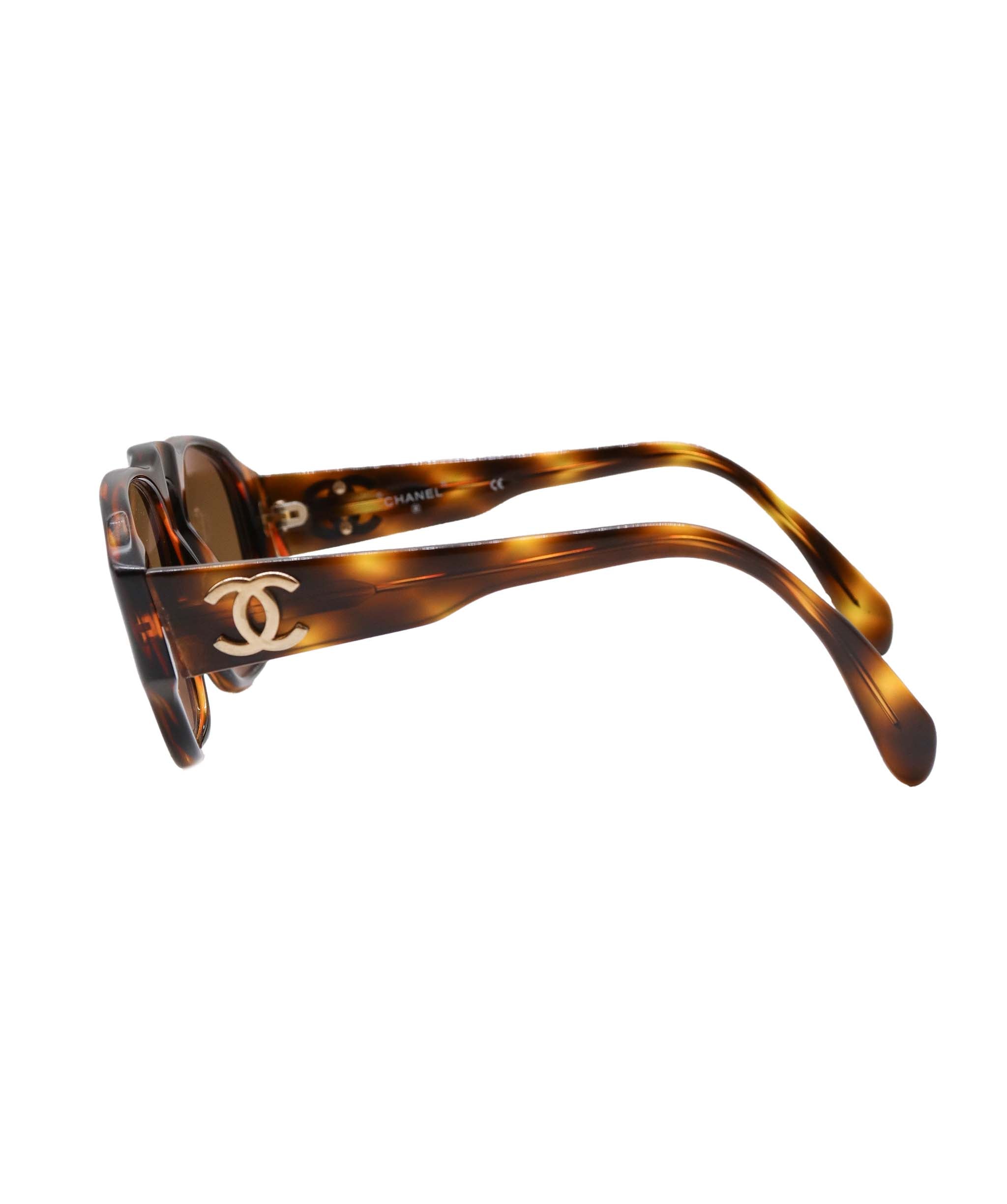 Chanel CC Sunglass Brown Gold DXBS1447