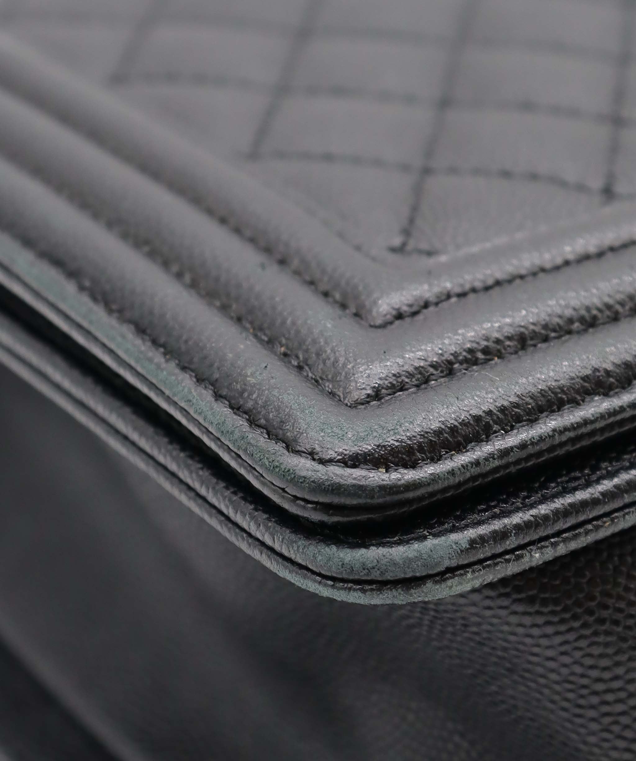 Chanel Large Black Caviar Leather Boy Bag SHW AGC3182