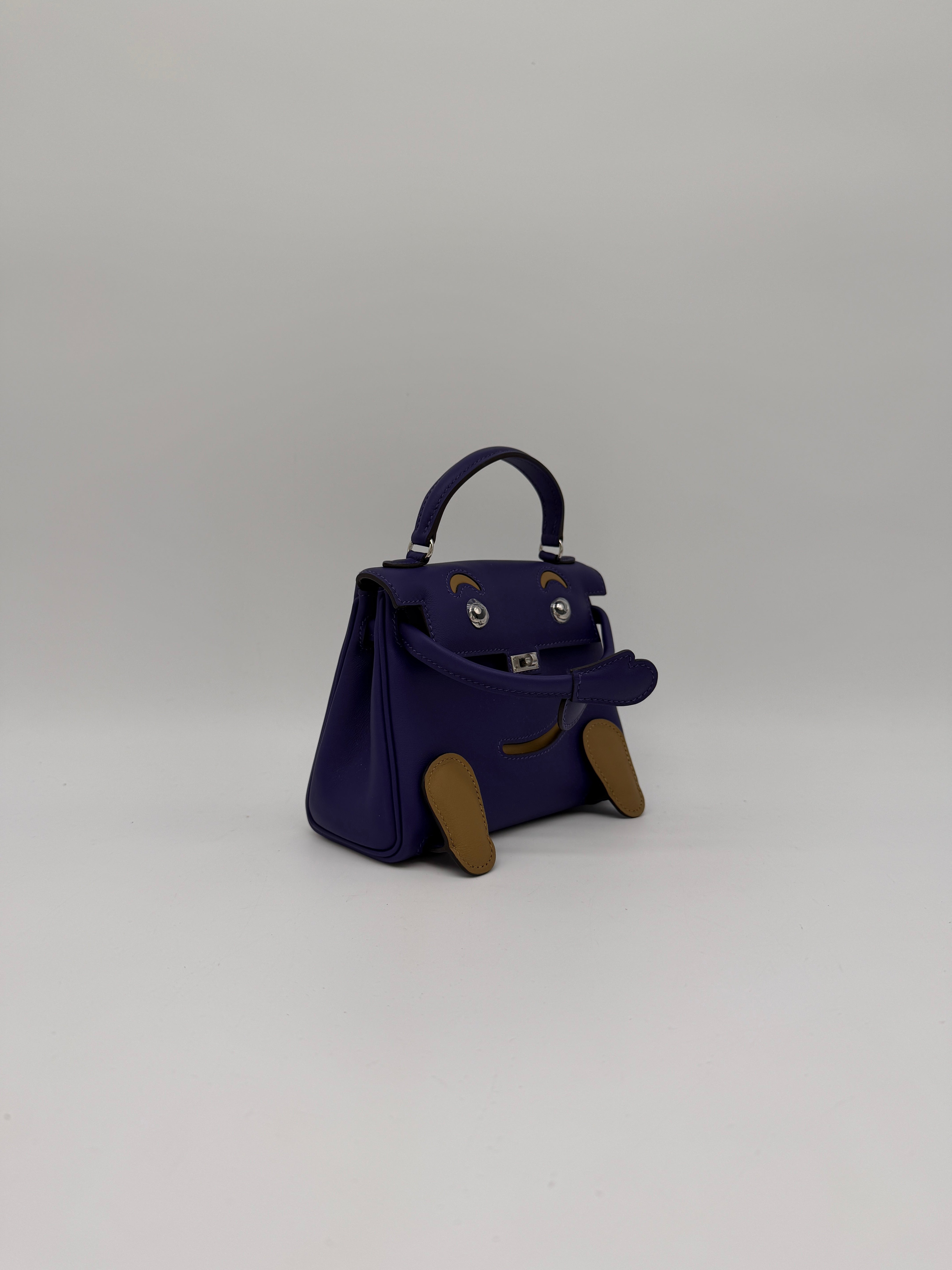 Hermès Kelly Doll Purple/ Dune Swift Palladium Hardware