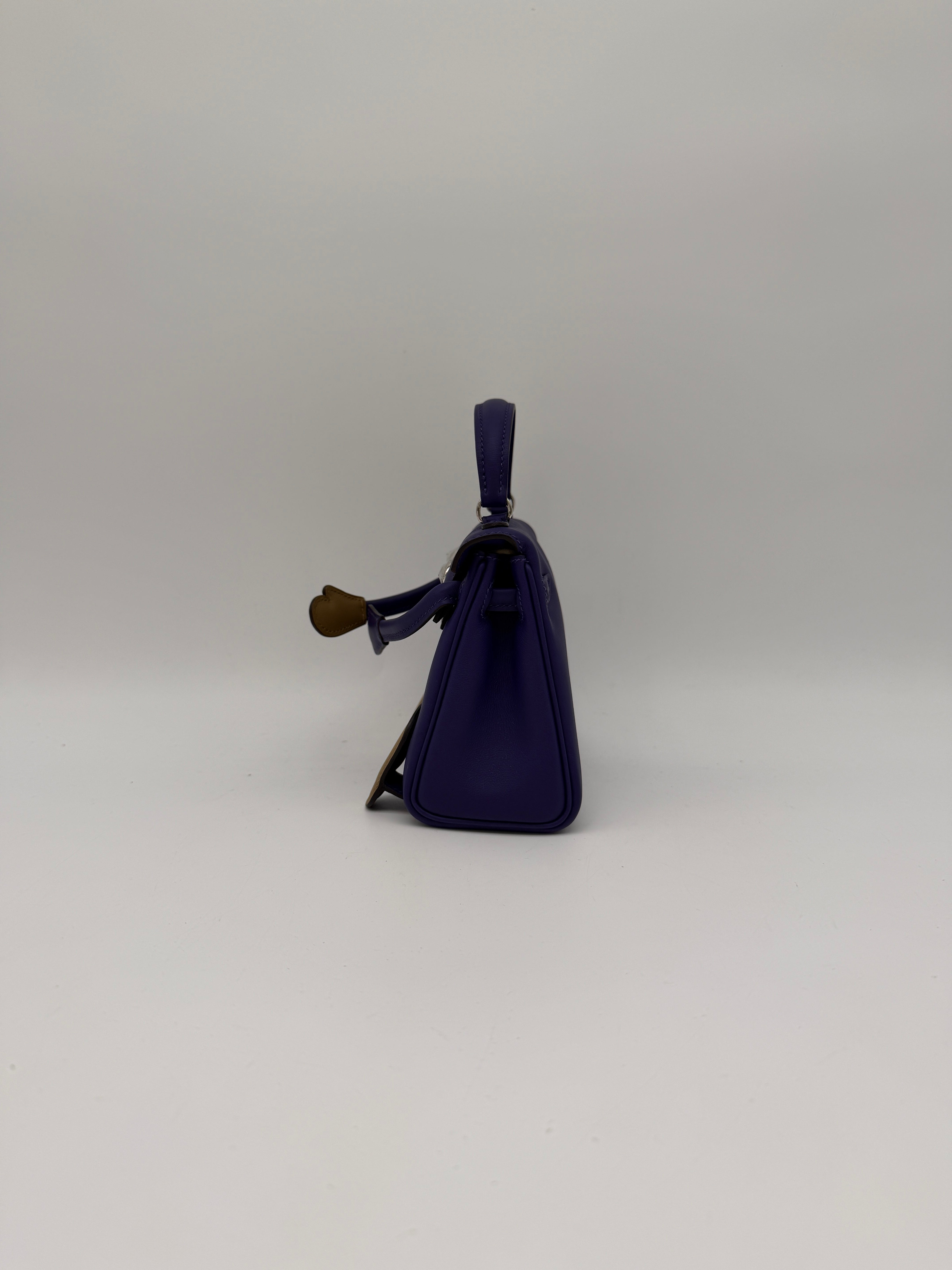 Hermès Kelly Doll Purple/ Dune Swift Palladium Hardware