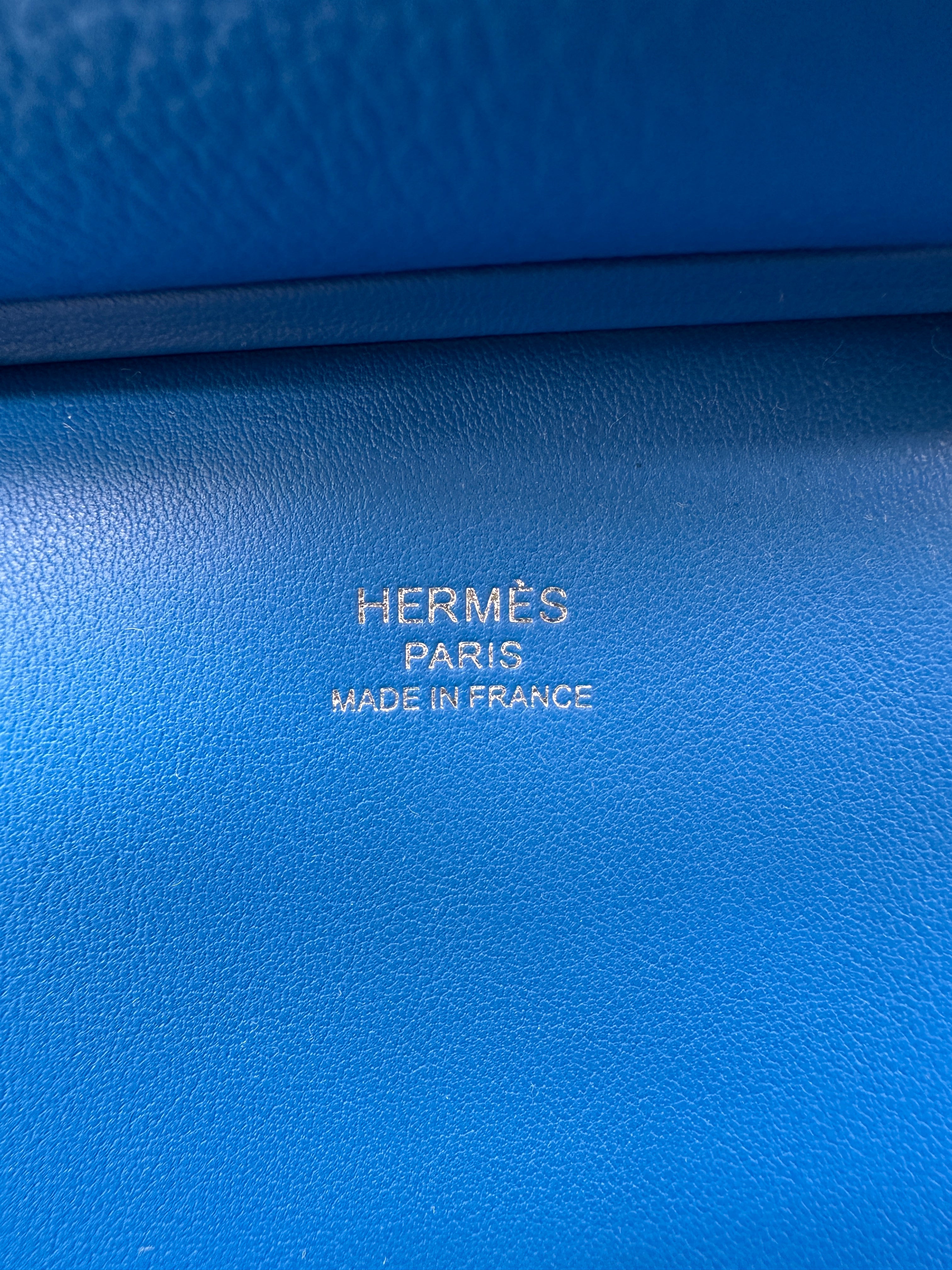 Hermès Mini Jypsiere Evercolor Blue Zellige Palladium Hardware