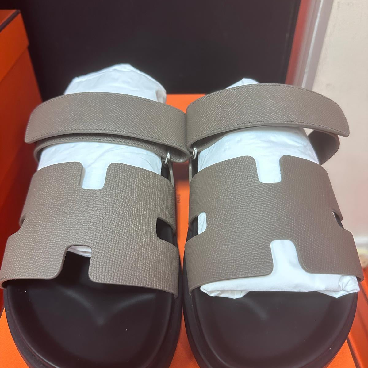 79A. Chypre Sandal Epsom Etoupe - Size 43