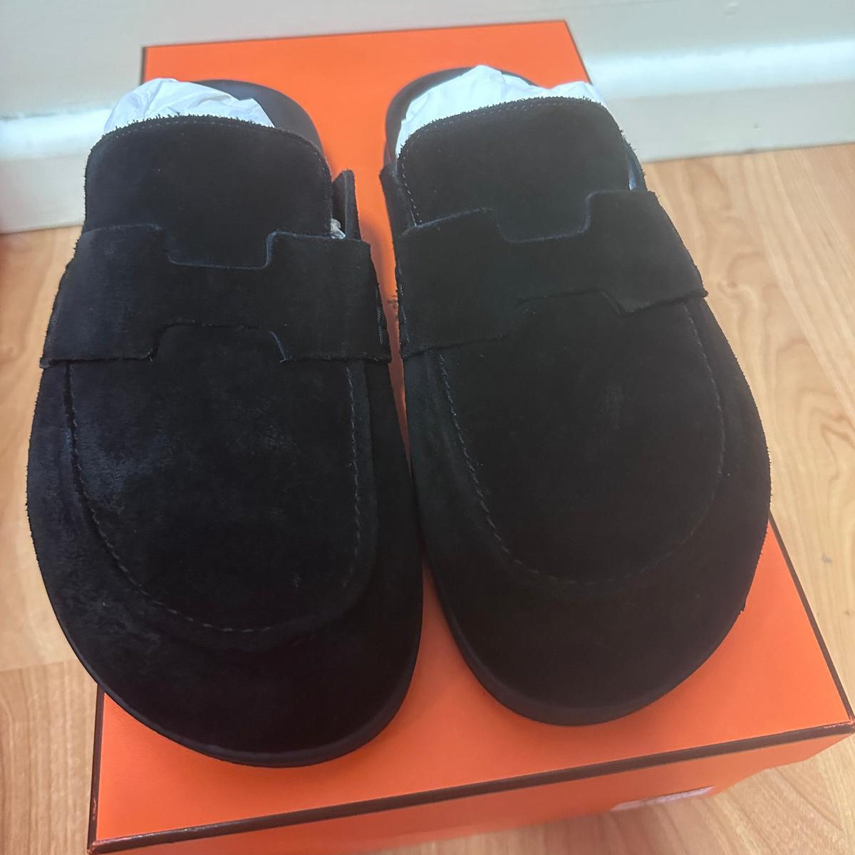 88A. Black Suede Mules - Size 39