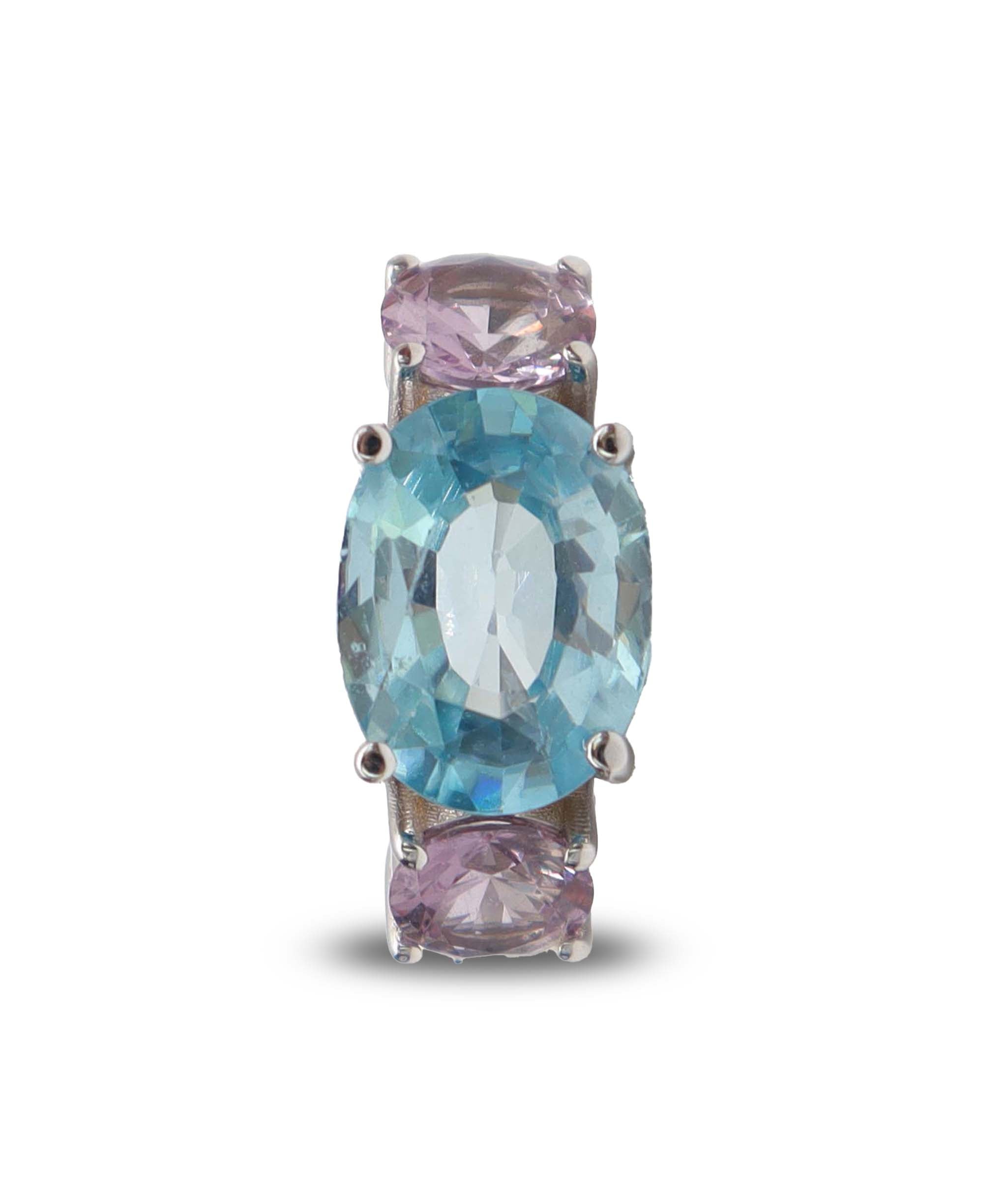 Malaya Garnet and Blue Zircon Trinity Ring DXBS6595