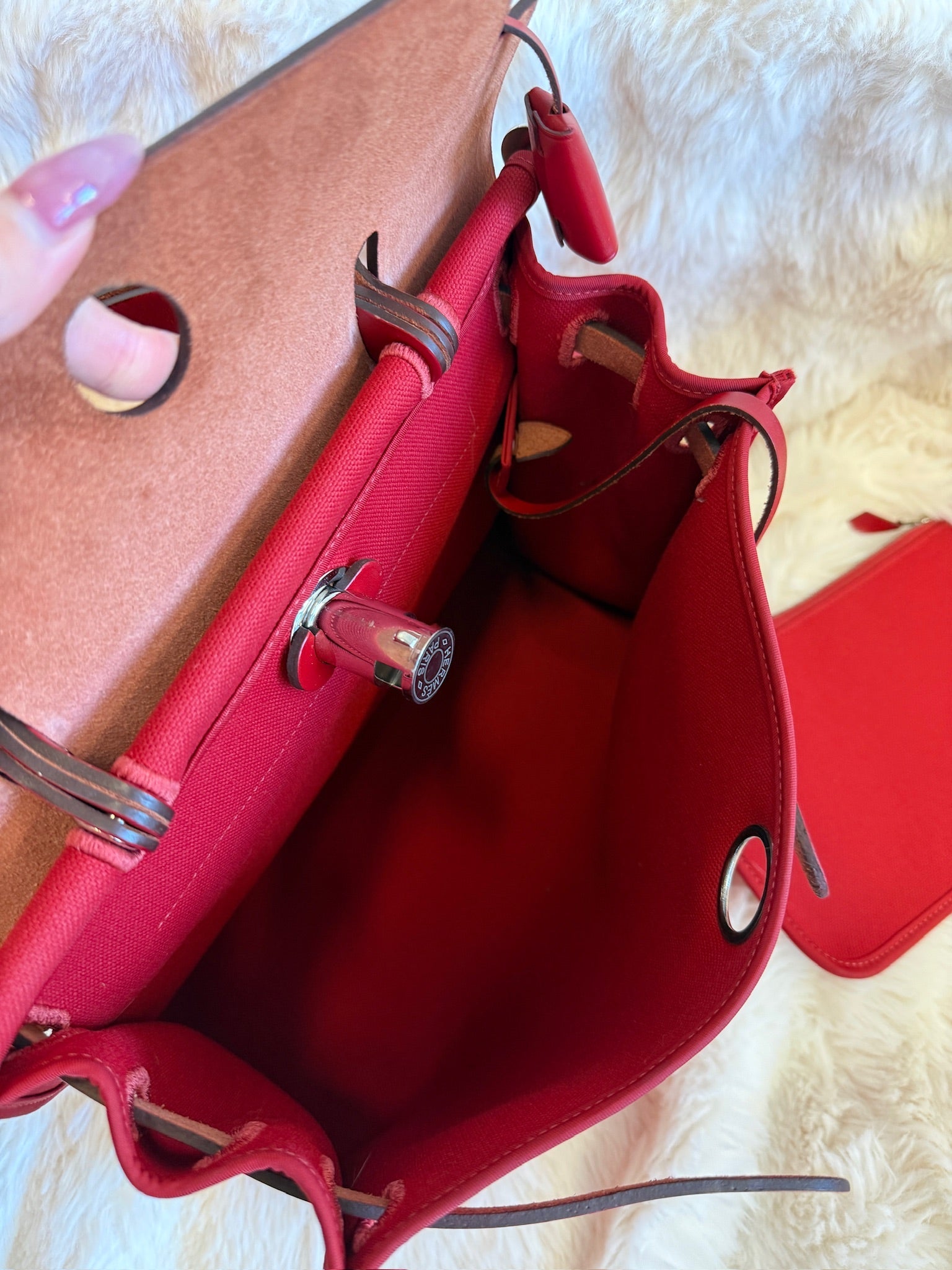 Hermès Herbag 31 Stamp D Red Canvas Leather