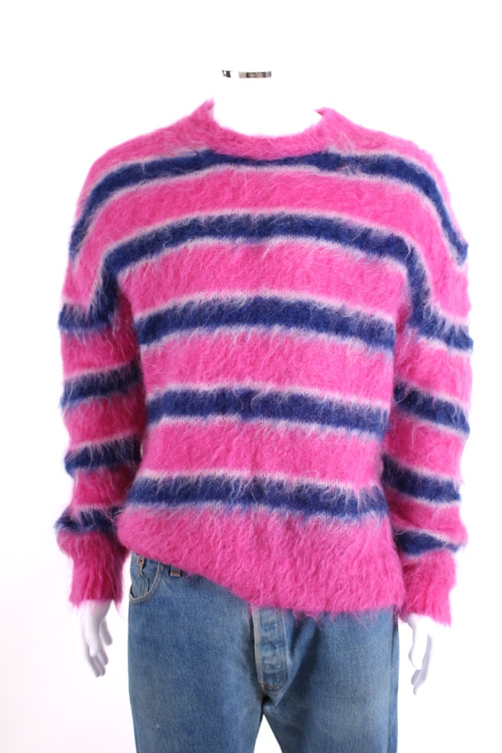MARNI Stripe Fuzzy Wuzzy Mohair Jumper Pink/ Blue M
