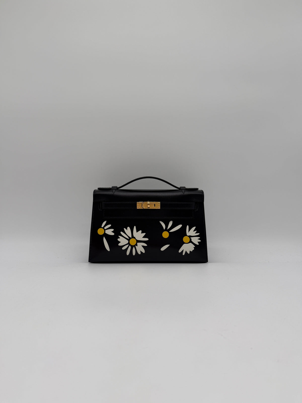 Hermès Kelly Pochette Marquete Noir/ Blanc/ Jaune De Naples Box Leather Gold Hardware