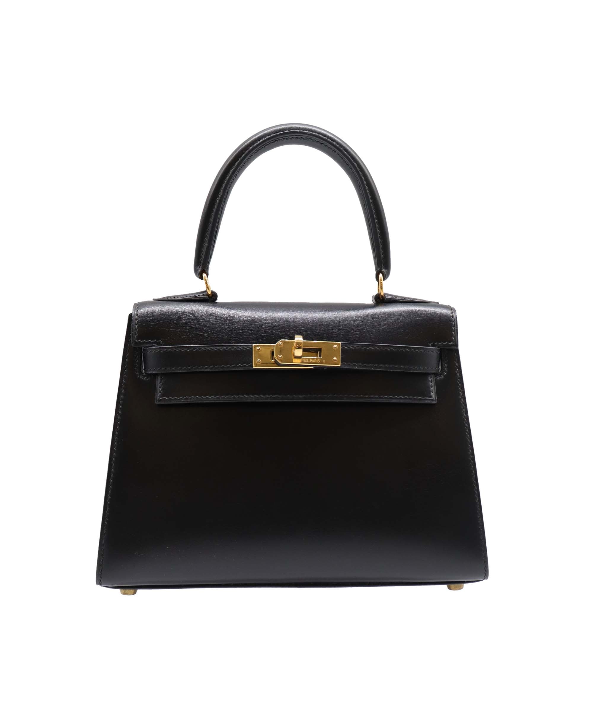 Hermes Vintage Kelly 20 Sellier Black Boxcalf GHW #U SKCP1140