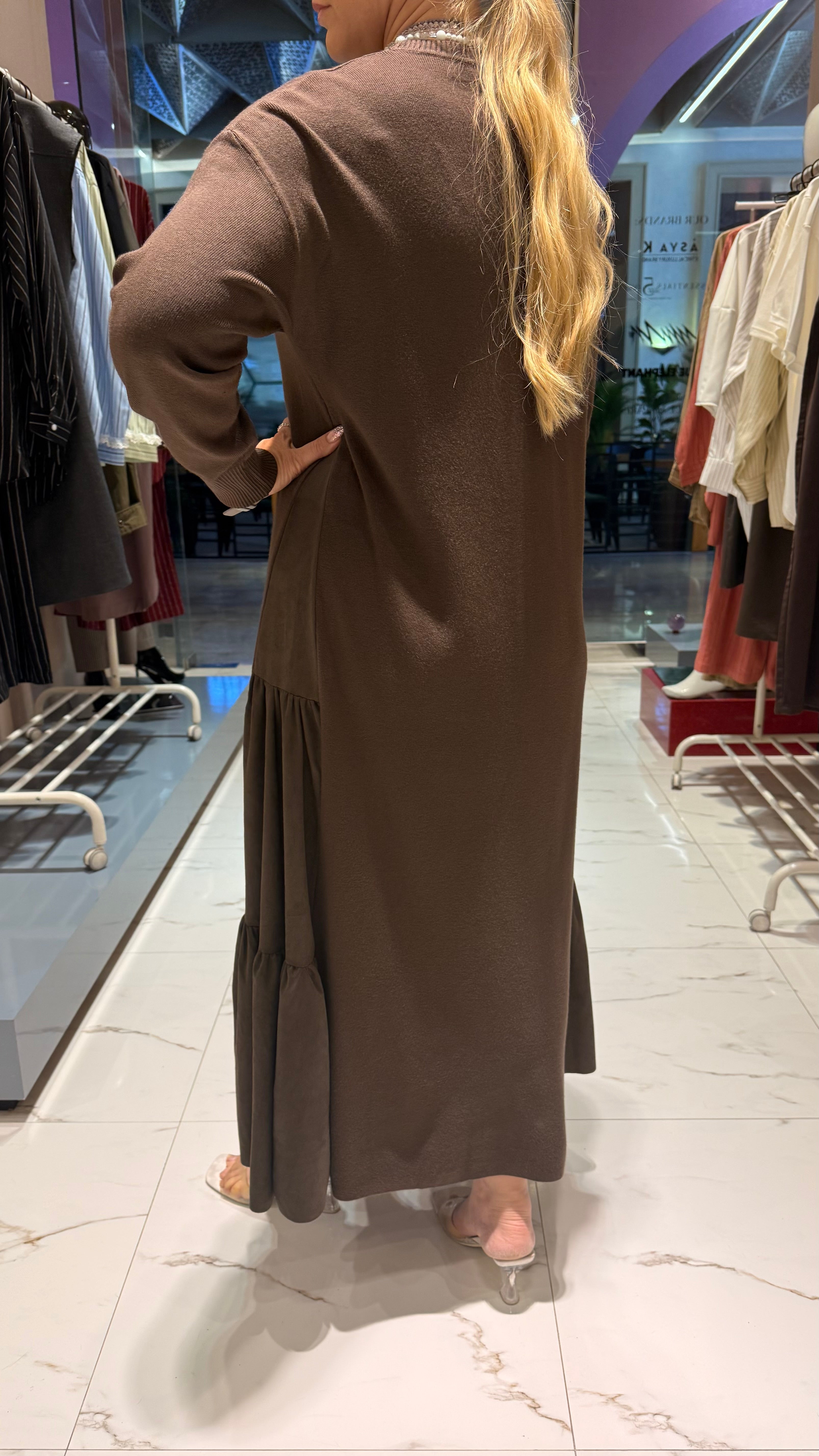 LONG SLEEVE KNITED MAXI DRESS (فستان) "PIA"