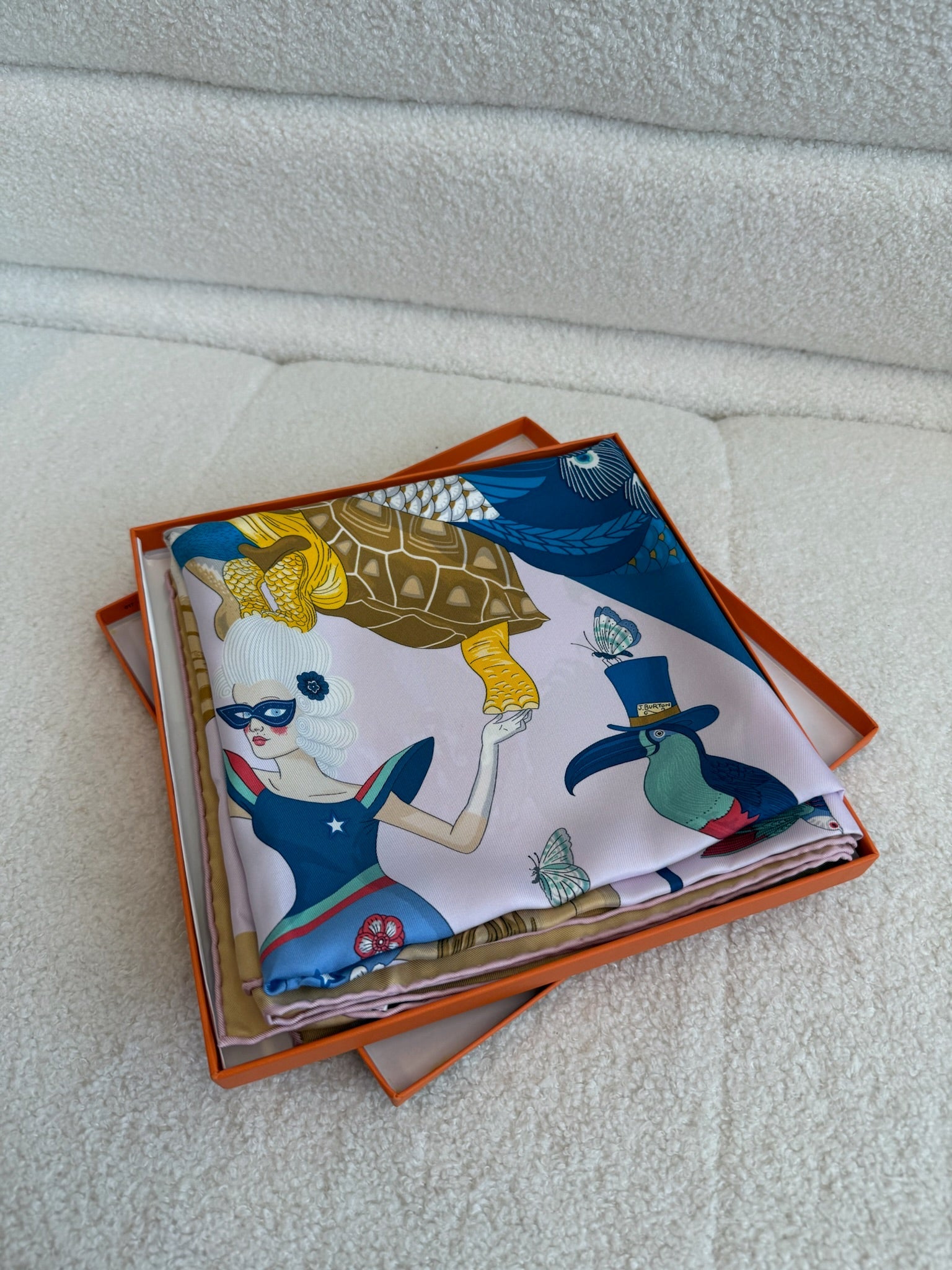 Hermes Animal Motif Silk Scarf 90