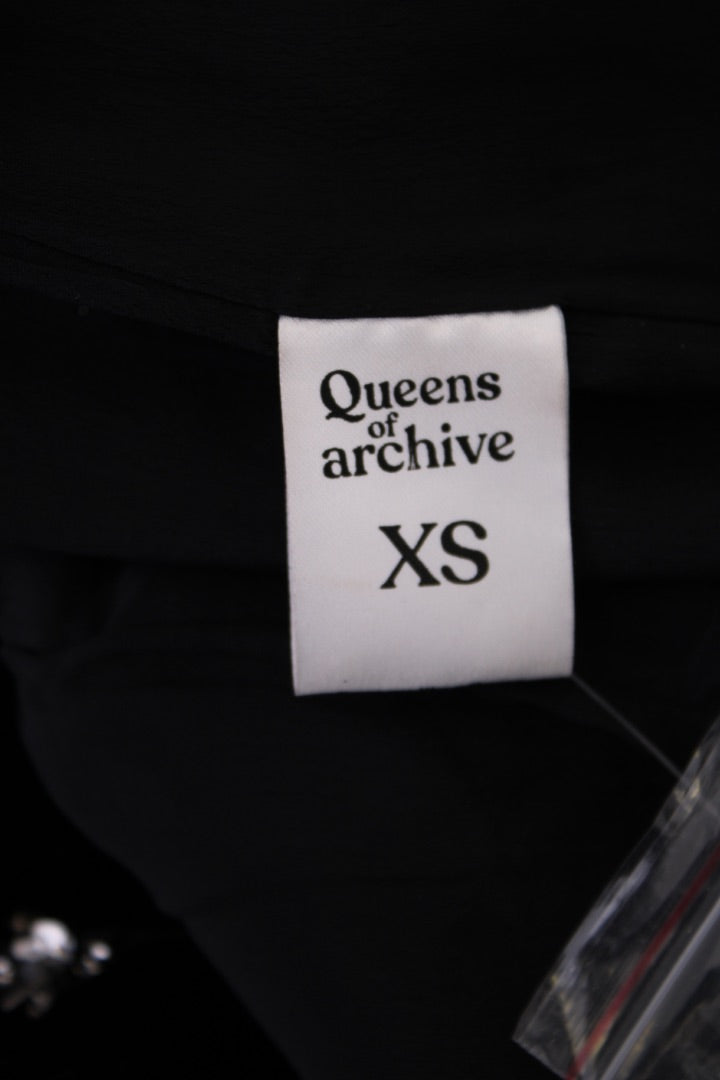 Queens of Archive L/S Sequin Star Velvet Mini Dress Black/ Gold S