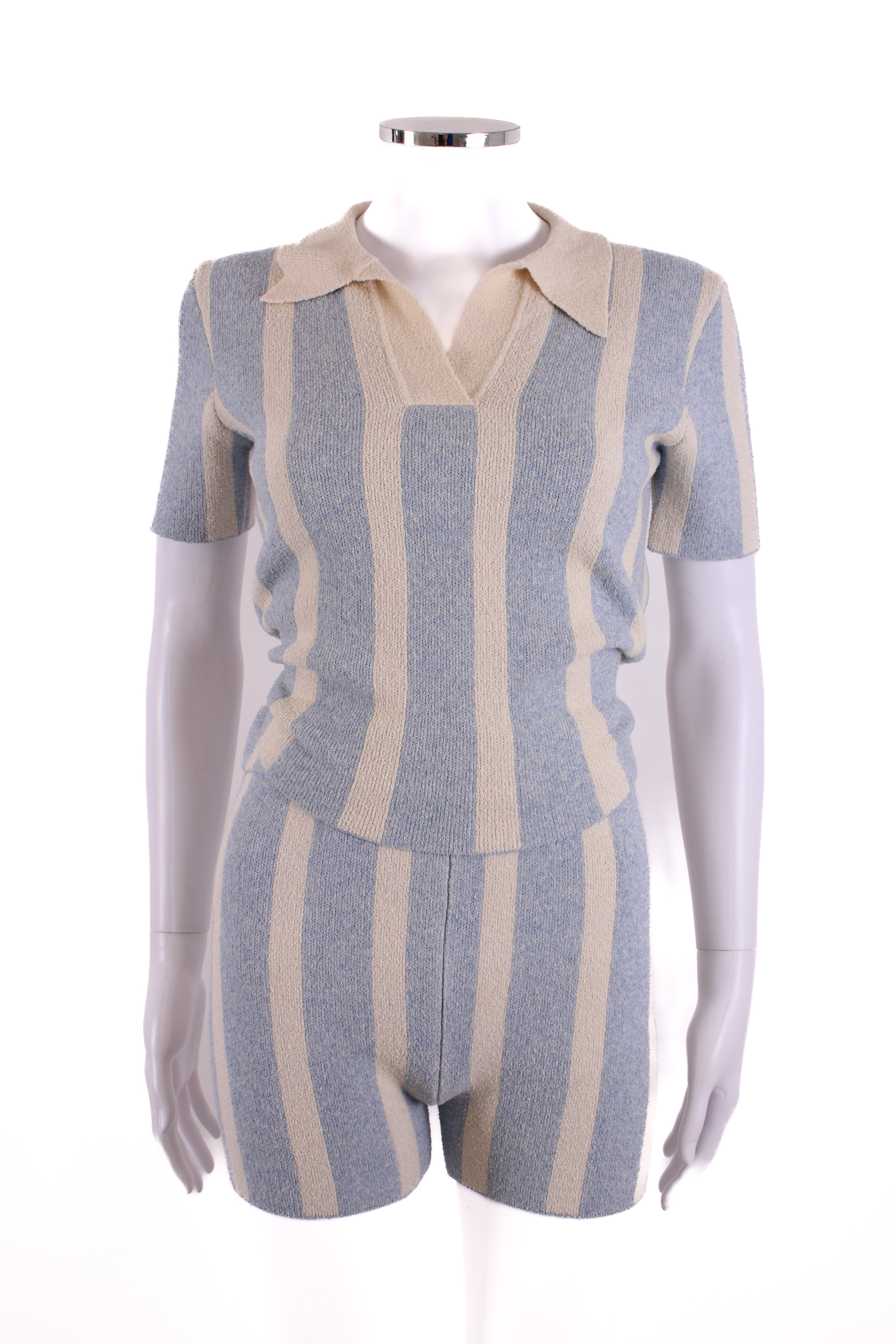 Jacquemus Stripe Towel Shorts Co-ord Blue/ Cream 8