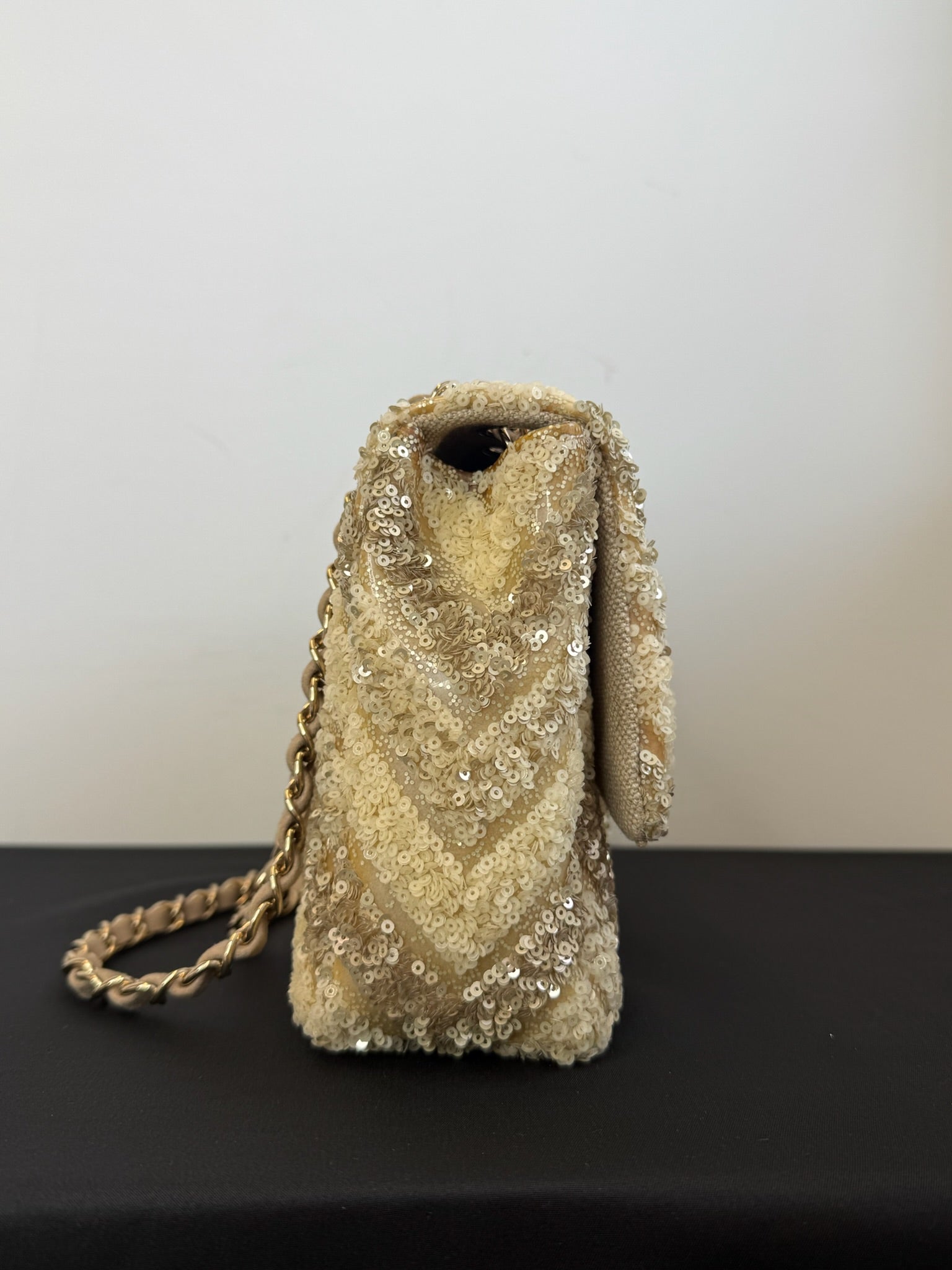 Chanel Medium Classic Flap Bag Gold Sequin