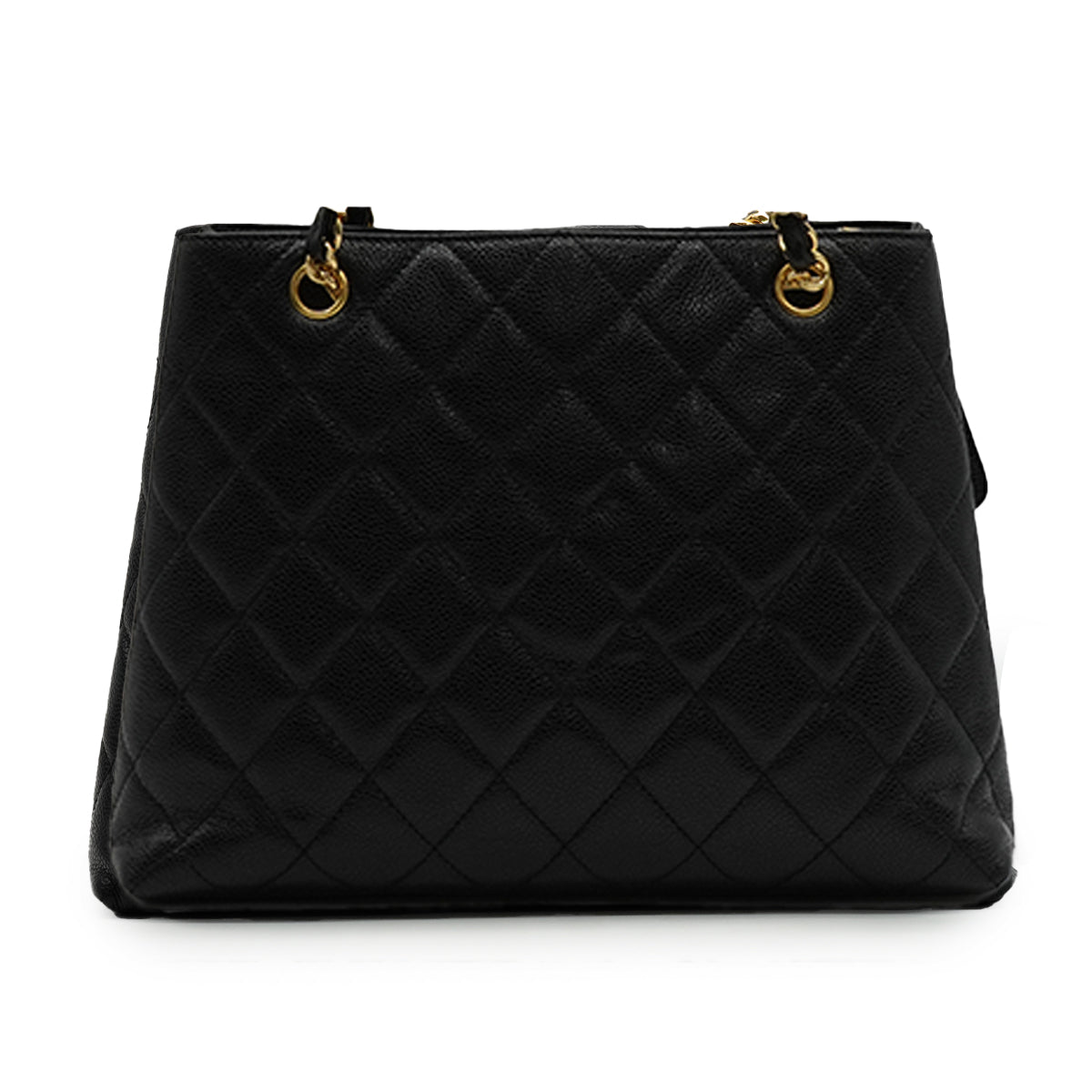 VINTAGE CHANEL MATELASSE SHOULDER BAG BLACK CAVIAR SKIN GOLD HARDWARE 90346115