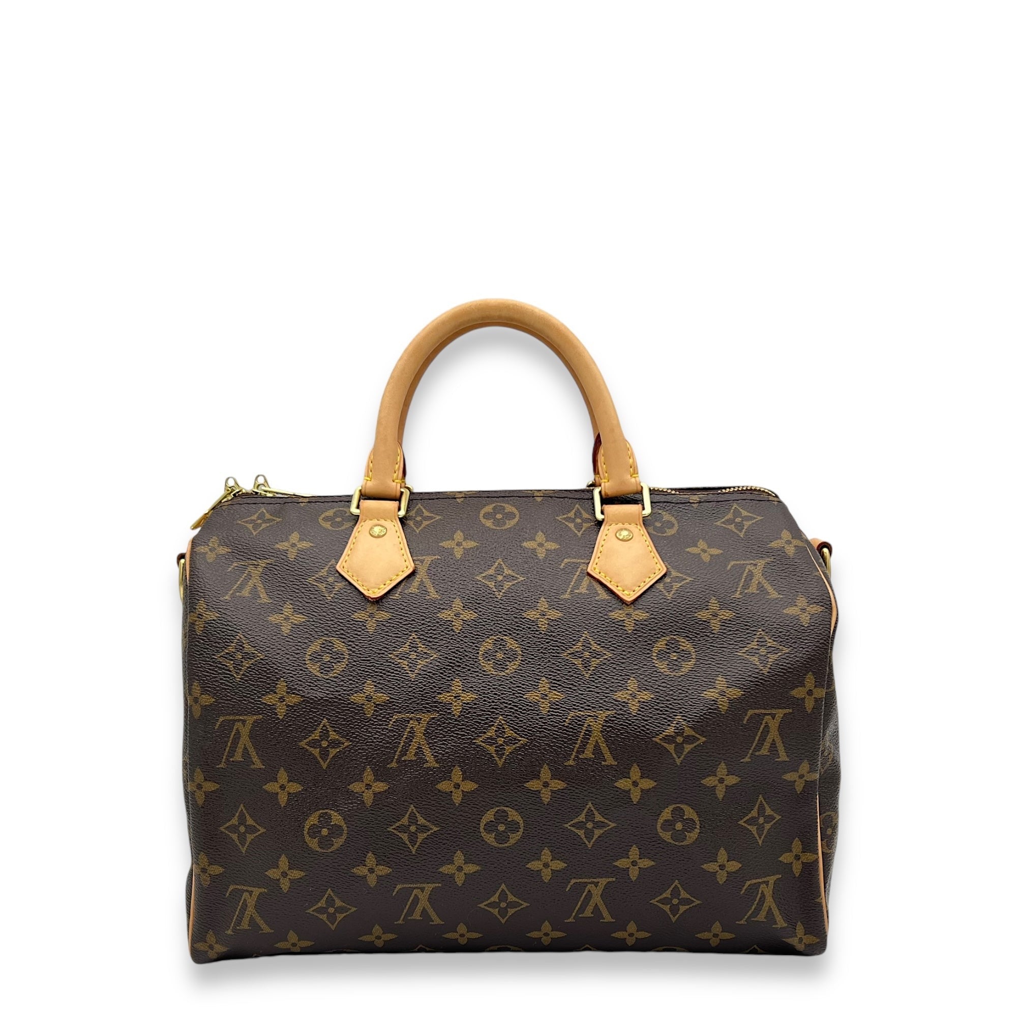 Louis Vuitton Speedy Bandouliere Brown Top Handle Bag in Monogram Coated Canvas, Gold hardware C2410-001916DT