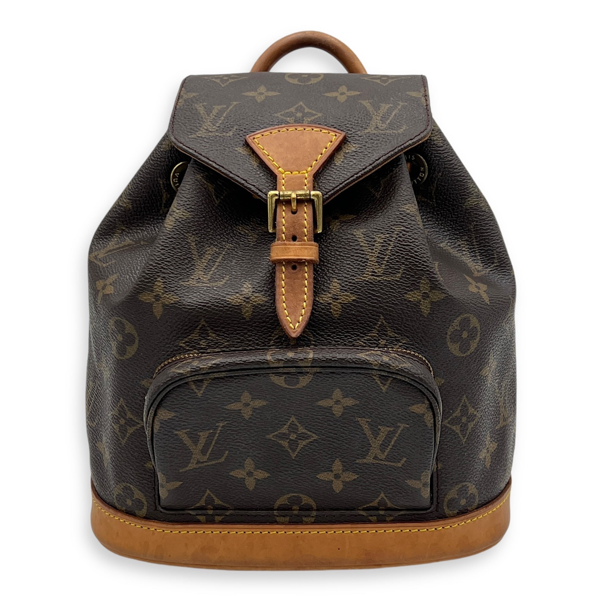 Louis Vuitton Montsouris Mini Brown Backpack in Monogram Coated Canvas, Gold hardware S2411-002903AN