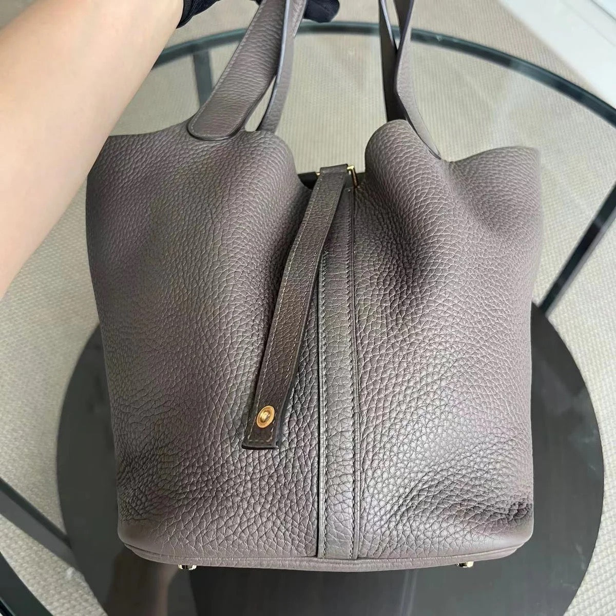 HERMES PICOTIN 22 ETOUPE CLEMENCE GHW SYCM364