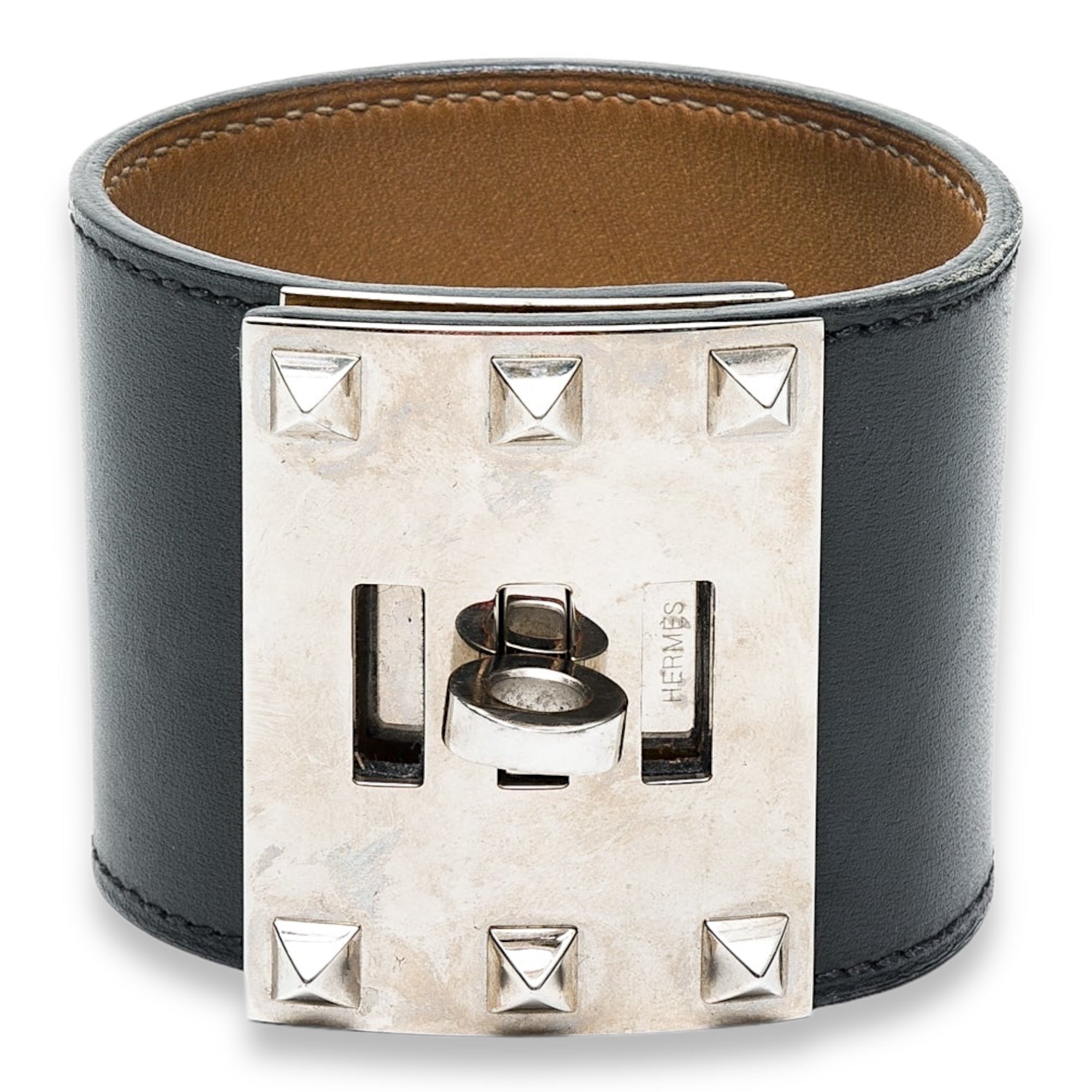 Hermès Collier De Chien Small Black in Box Calfskin, Silver hardware S2408-000313DT