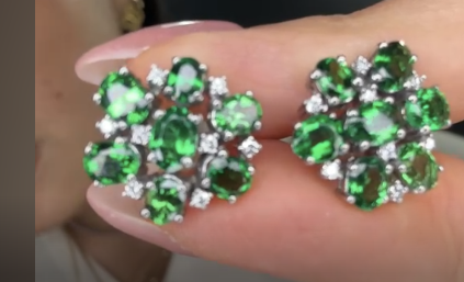 K18 Green Garnet Earrings GG4.80 D0.18 5.5g J0813NVNZV