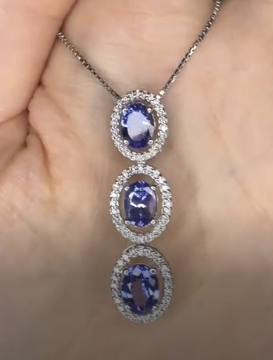 Pt900/Pt850 Tanzanite Necklace TZ3.00 D0.45 8.8g Other Appraisals J111462Y3G