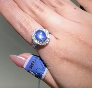 Pt950 Star Sapphire Ring SS4.153 D1.39 6.3g J1114ZDQPT